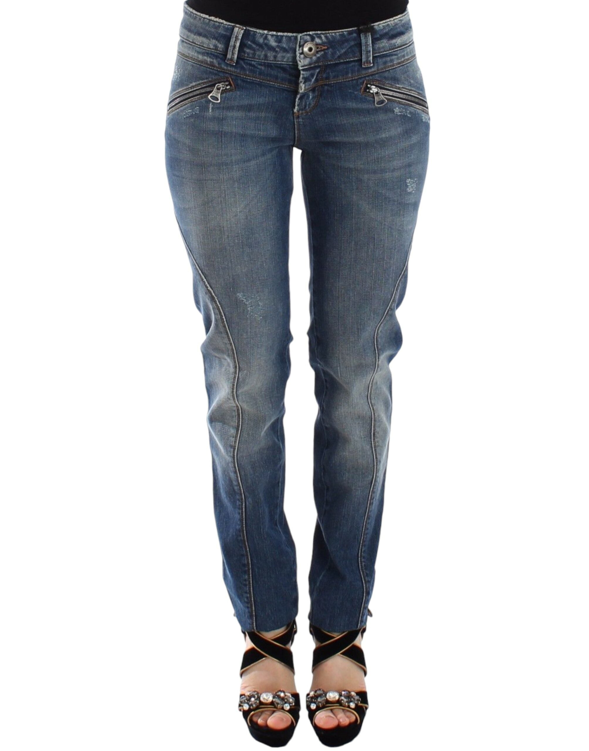 Blugi Ermanno Scervino Chic Slim-Fit Blue Denim