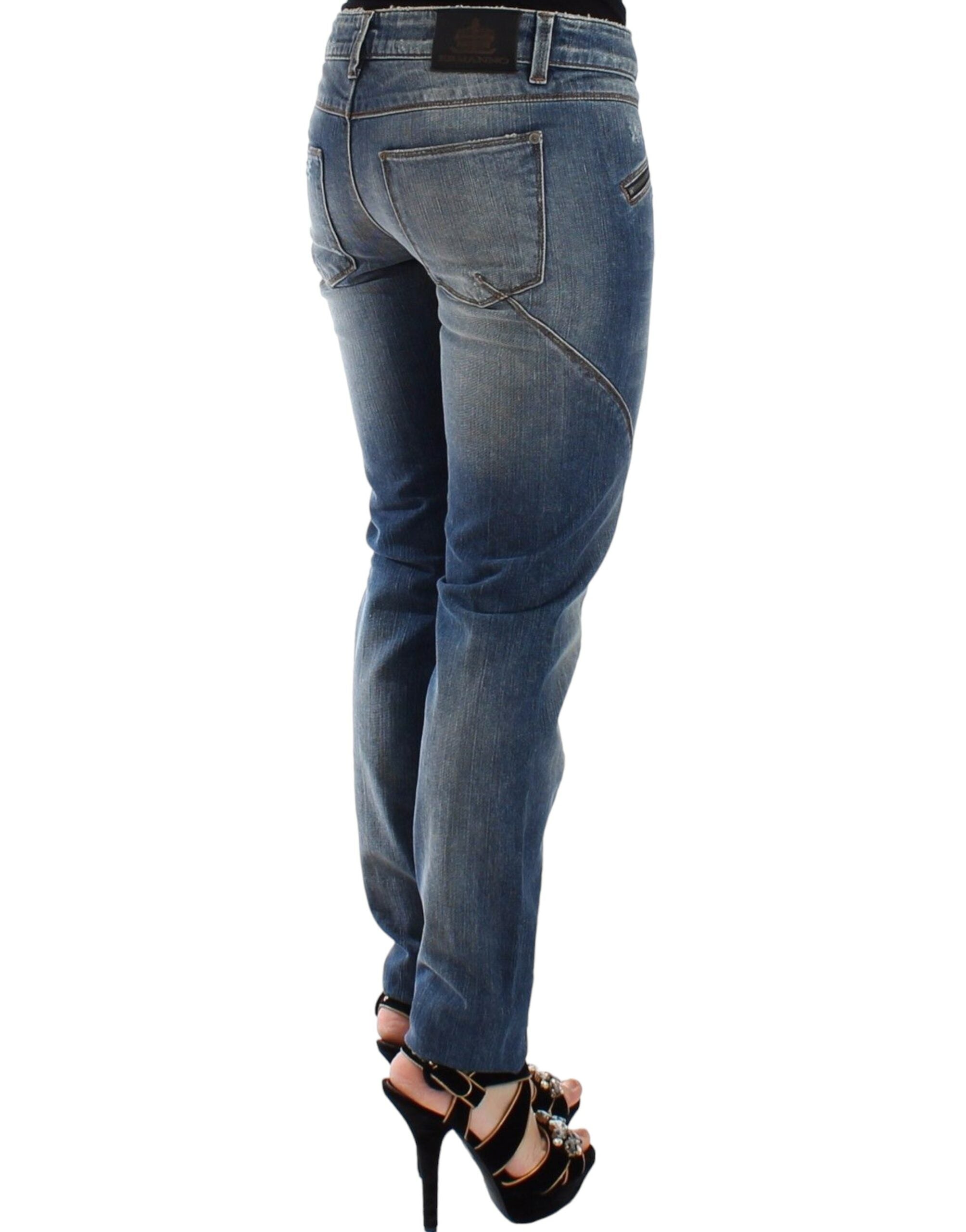 Blugi Ermanno Scervino Chic Slim-Fit Blue Denim