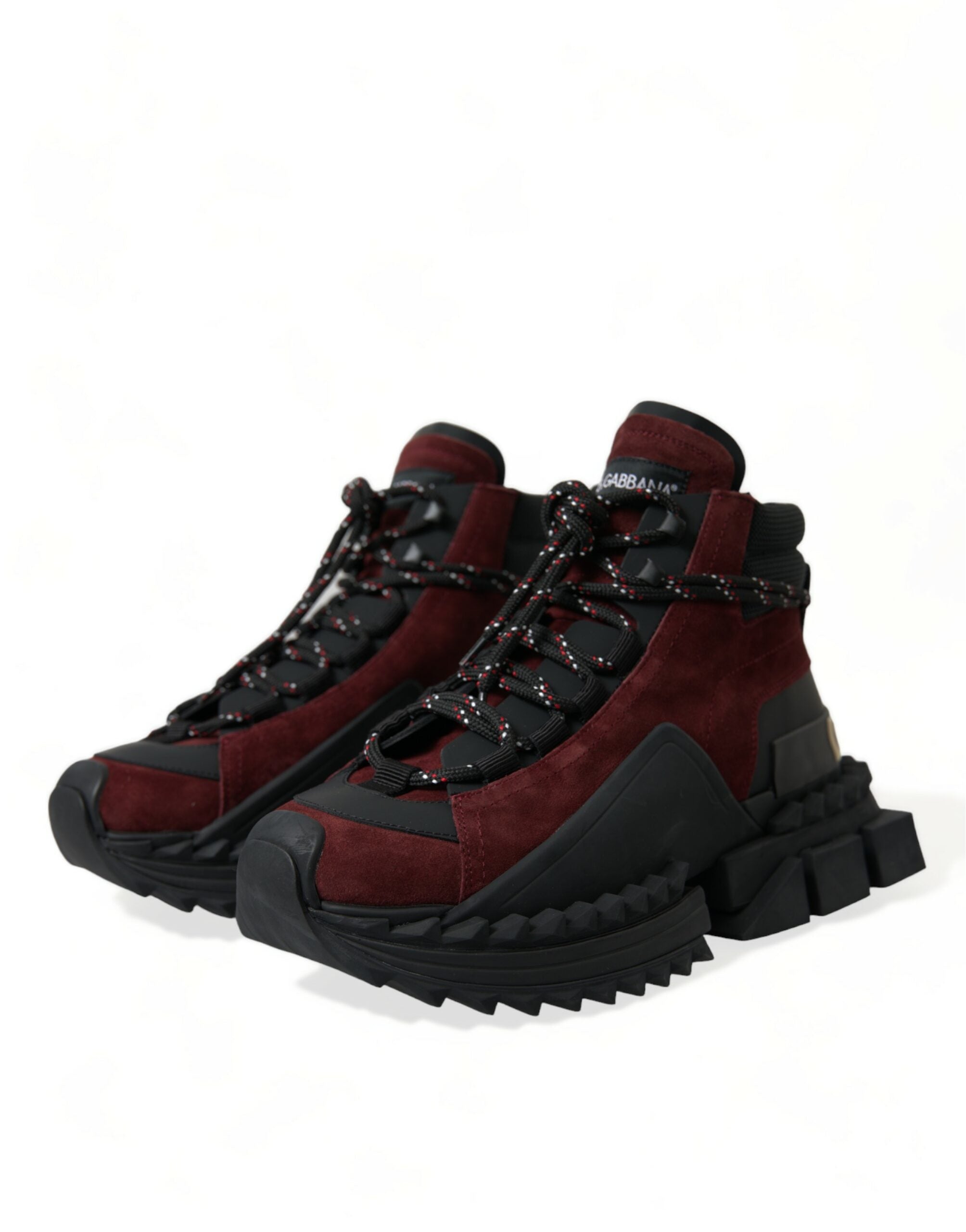 Dolce &amp; Gabbana – Burgunderrote High-Top-Sneakers aus Leder