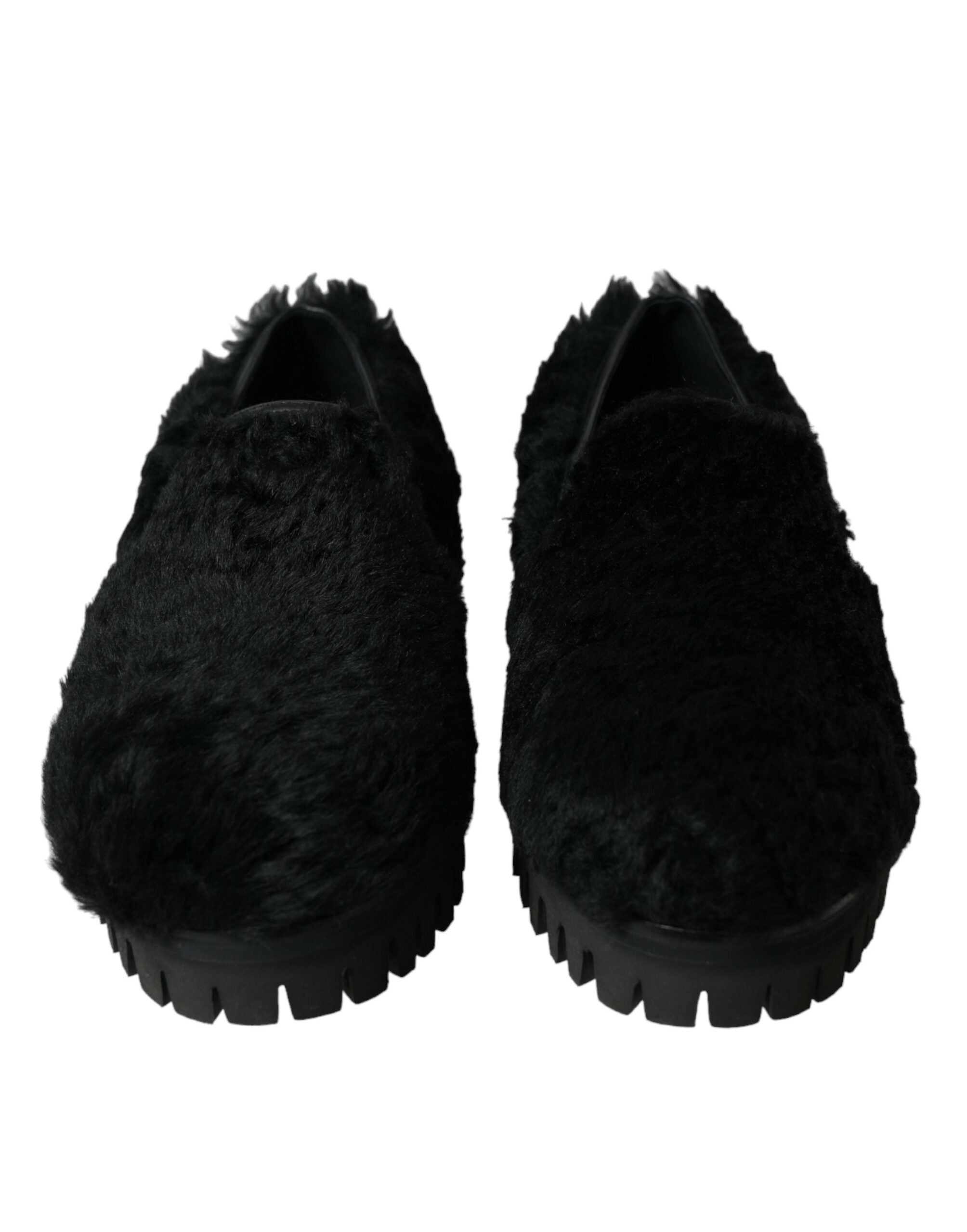 Dolce &amp; Gabbana Elegante Slipper aus schwarzem Pelz für Herren