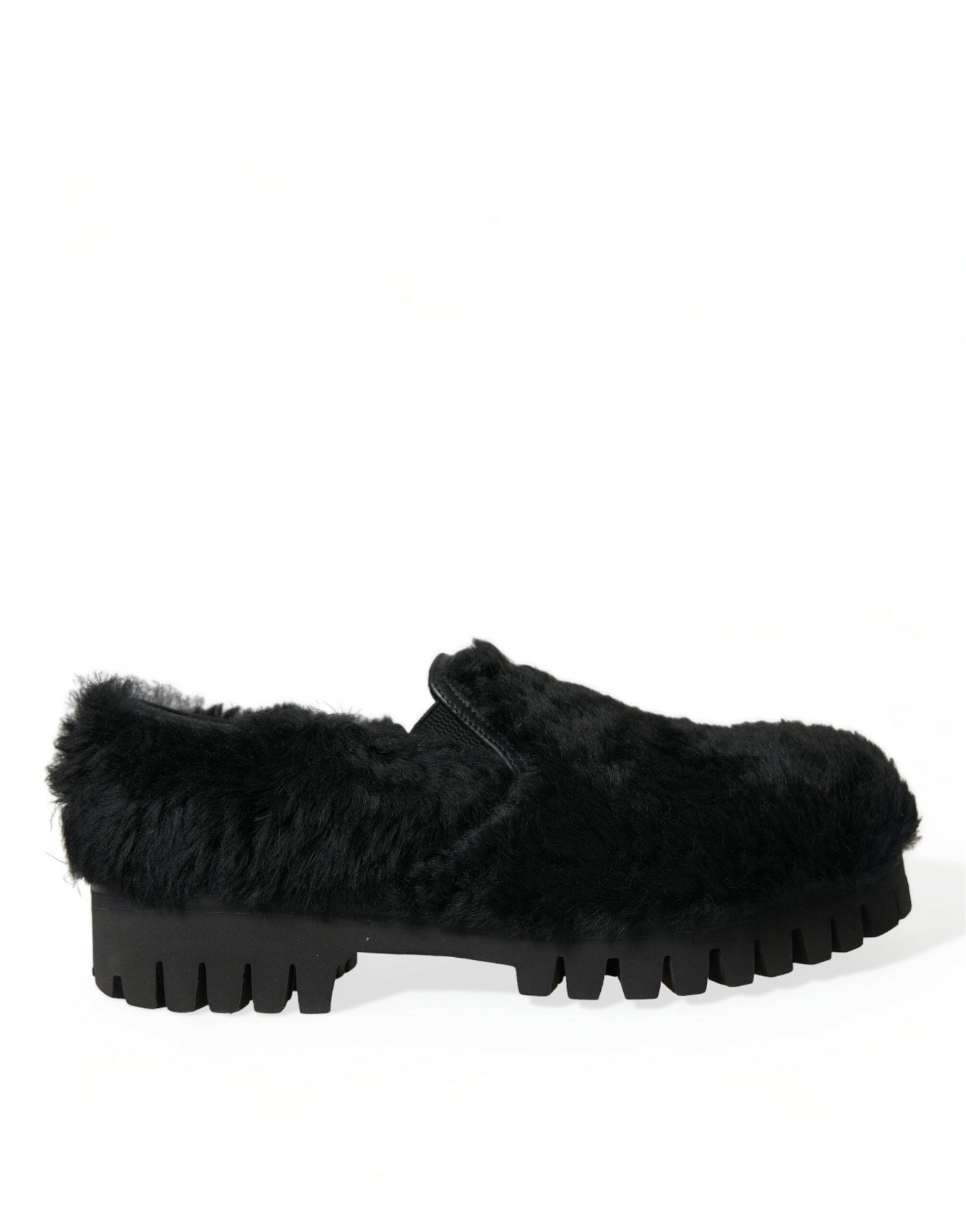 Dolce &amp; Gabbana Elegante Slipper aus schwarzem Pelz für Herren