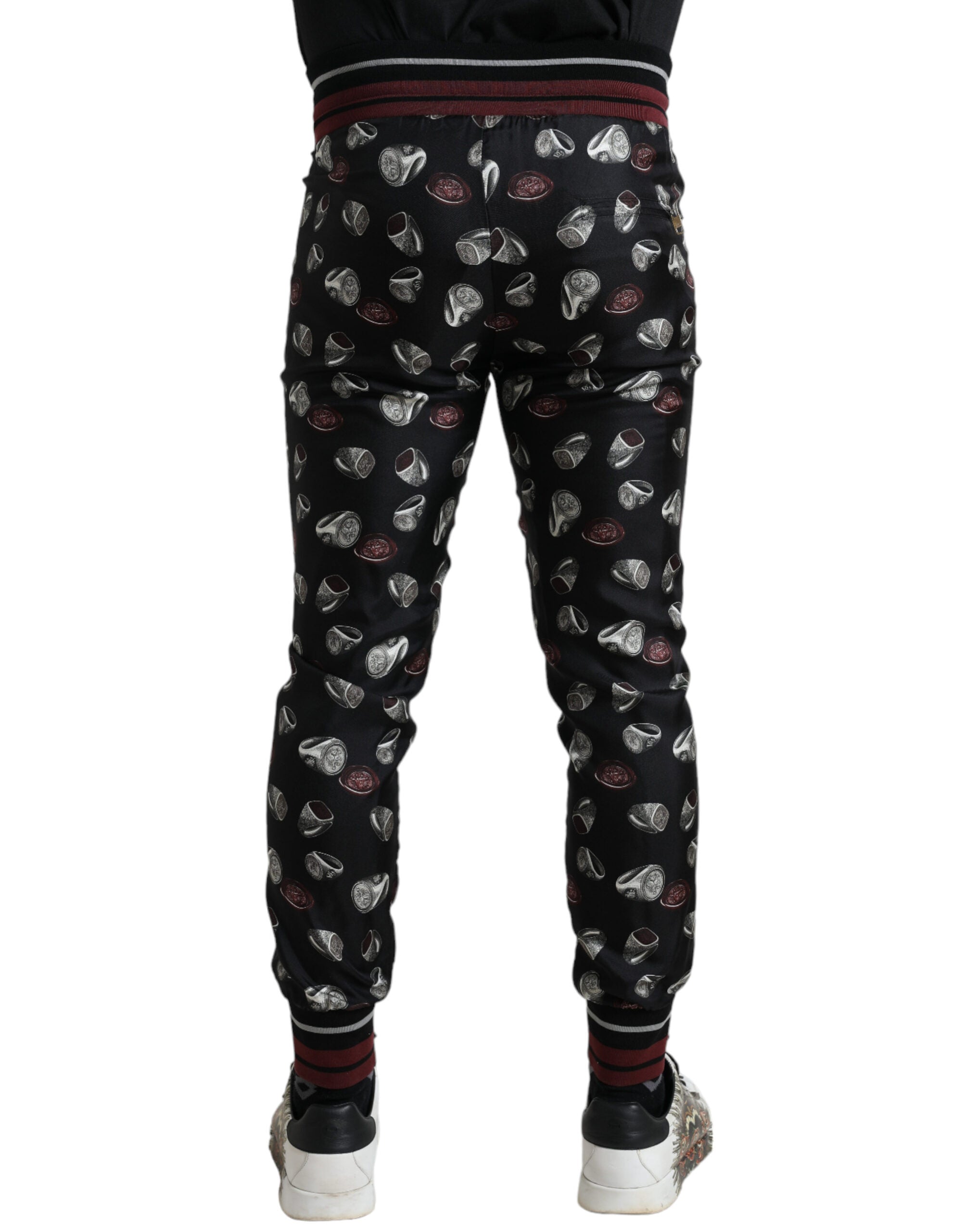 Dolce &amp; Gabbana Edle Jogginghose aus Seide mit Ring-Print