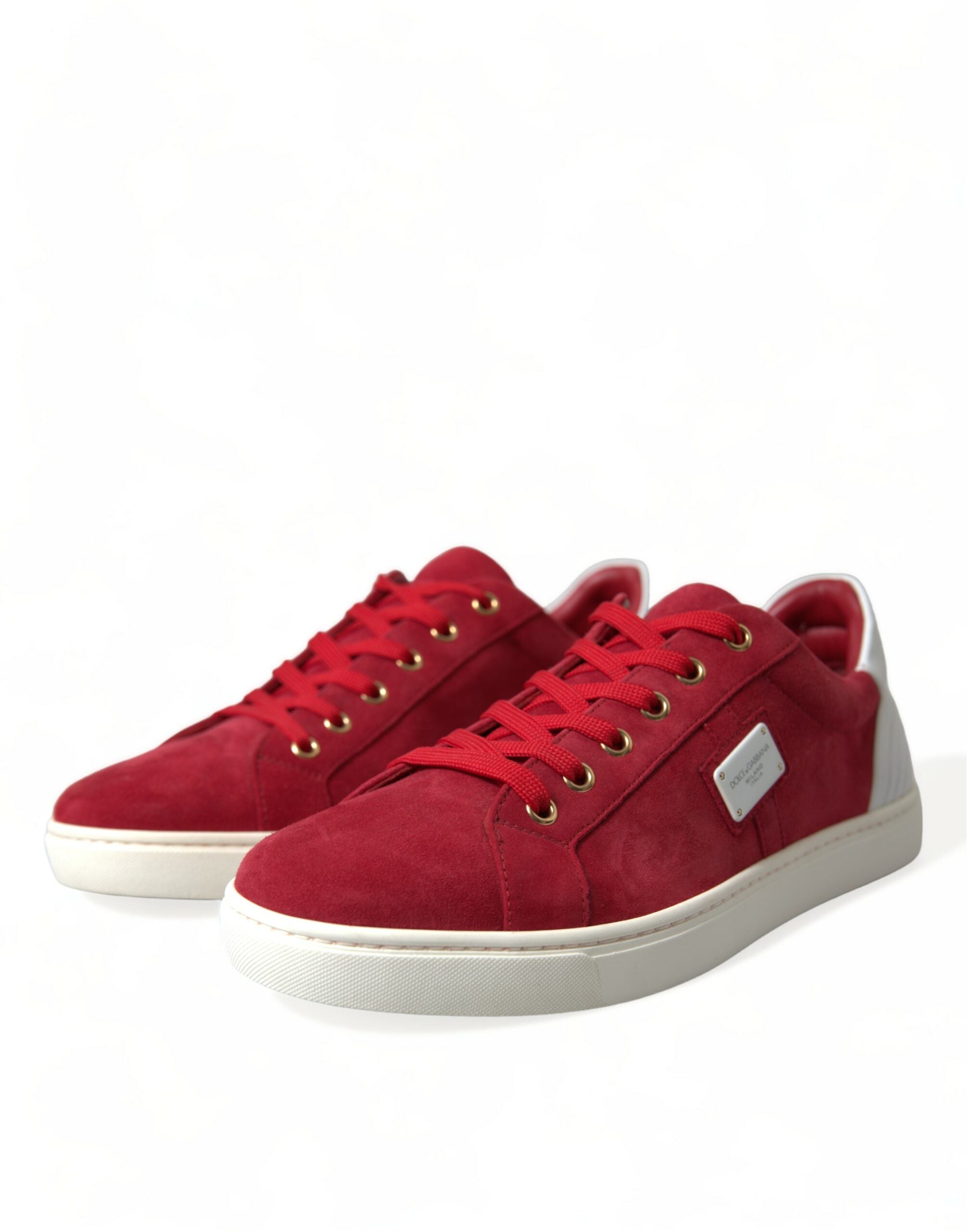 Dolce &amp; Gabbana Elegante rot-weiße Low-Top-Sneaker