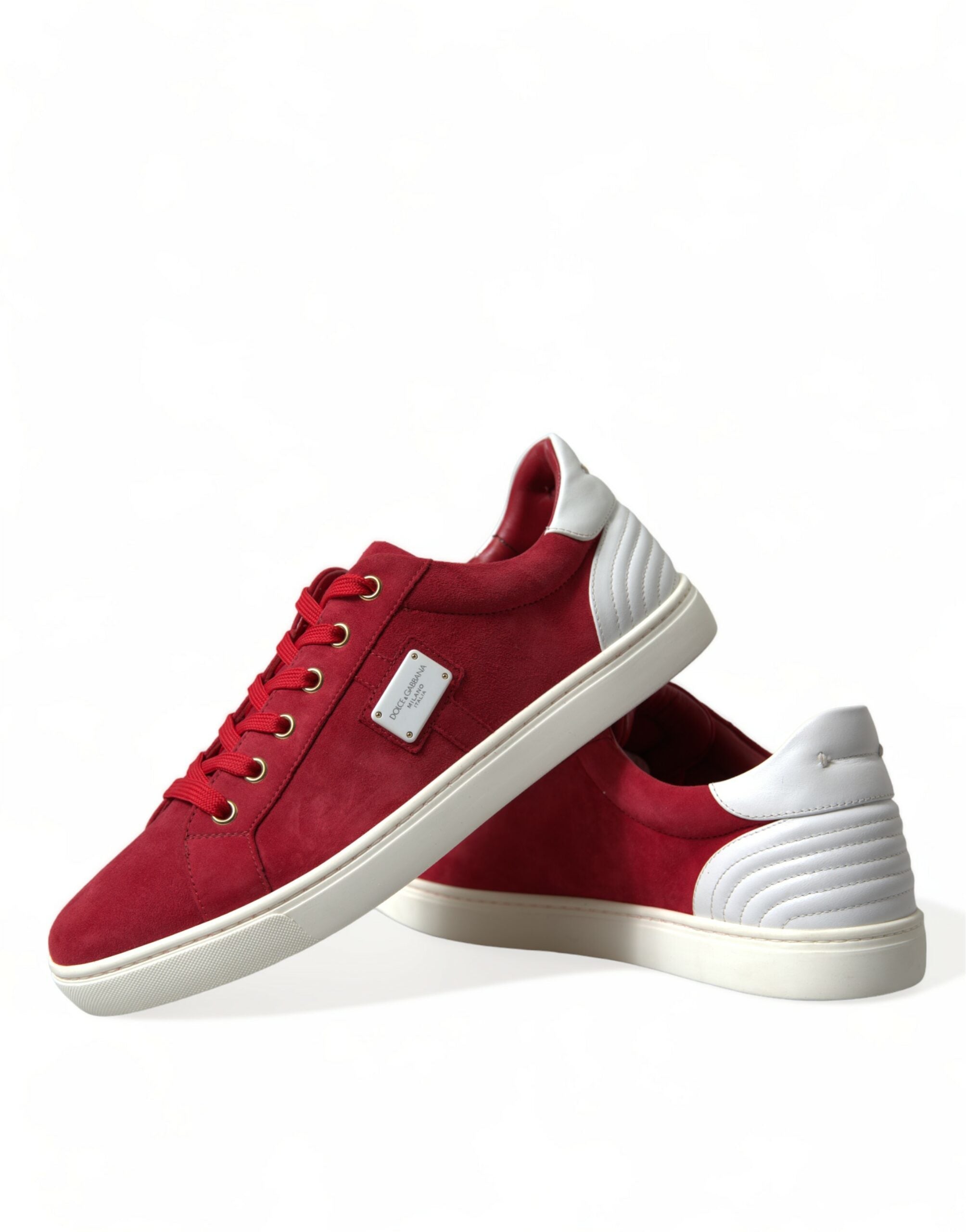 Dolce &amp; Gabbana Elegante rot-weiße Low-Top-Sneaker