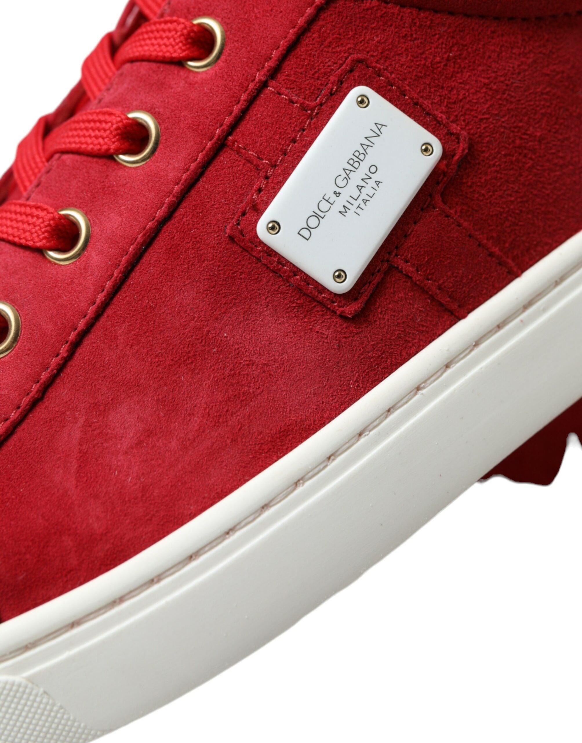 Dolce &amp; Gabbana Elegante rot-weiße Low-Top-Sneaker