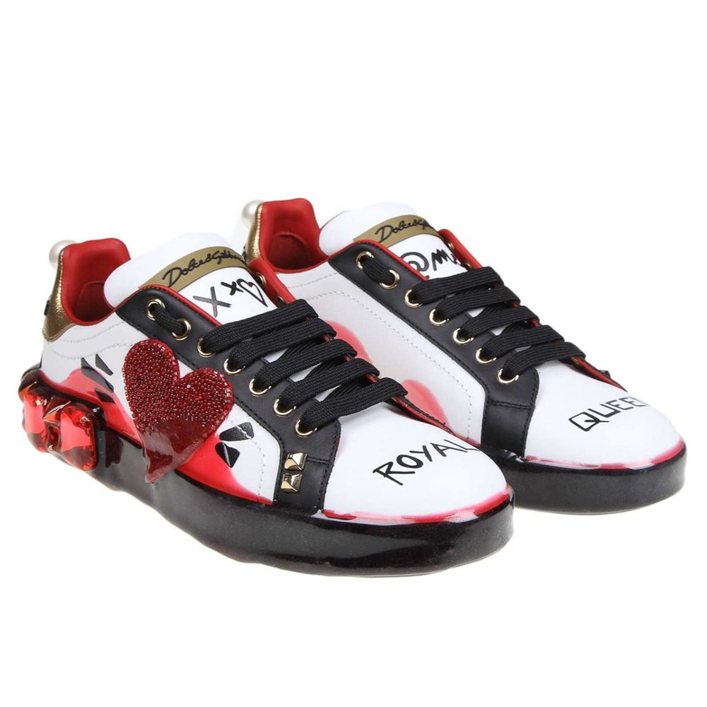 Pantofi sport Dolce &amp; Gabbana din piele de vițel albă pentru femei