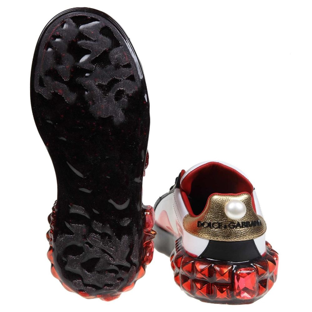 Pantofi sport Dolce &amp; Gabbana din piele de vițel albă pentru femei