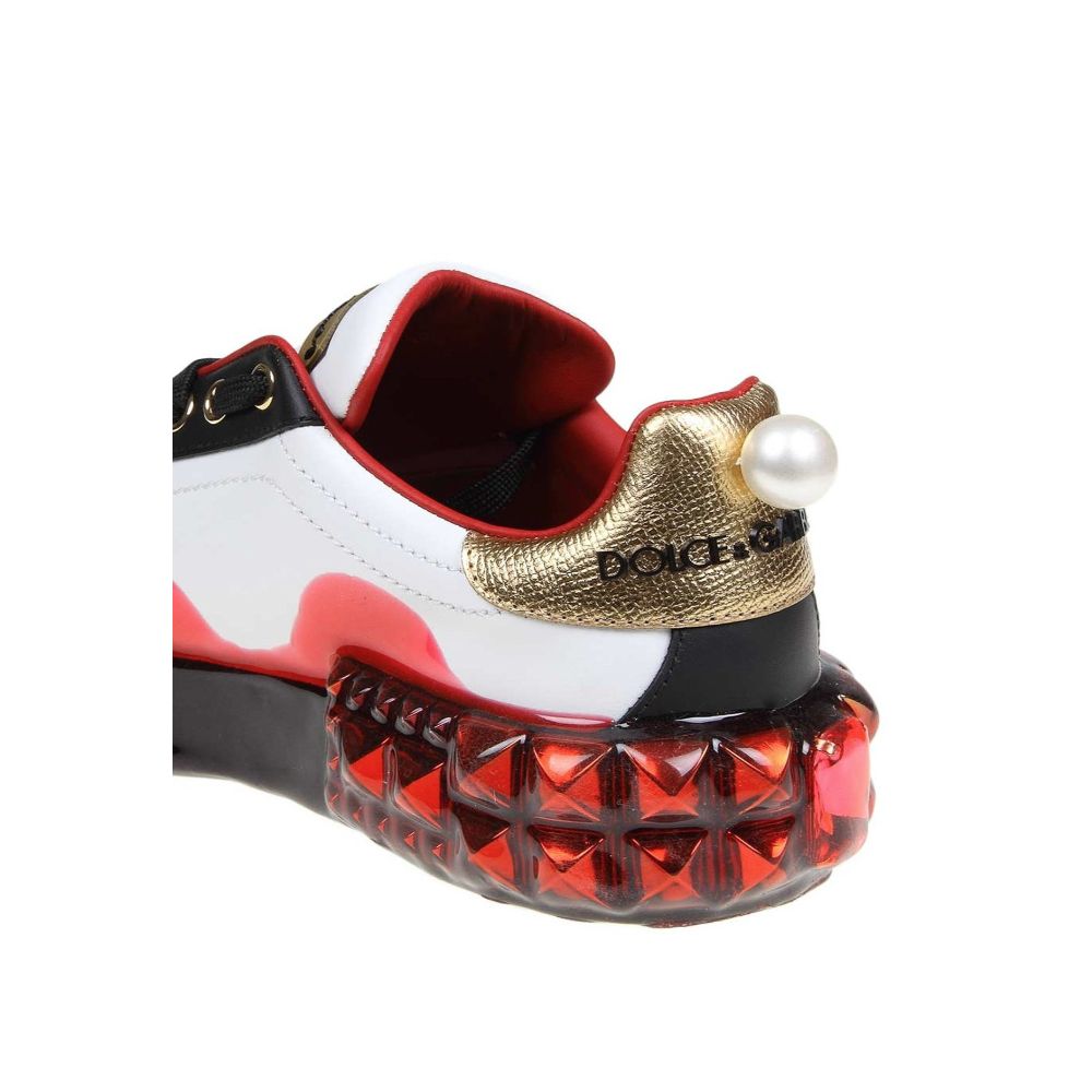 Pantofi sport Dolce &amp; Gabbana din piele de vițel albă pentru femei