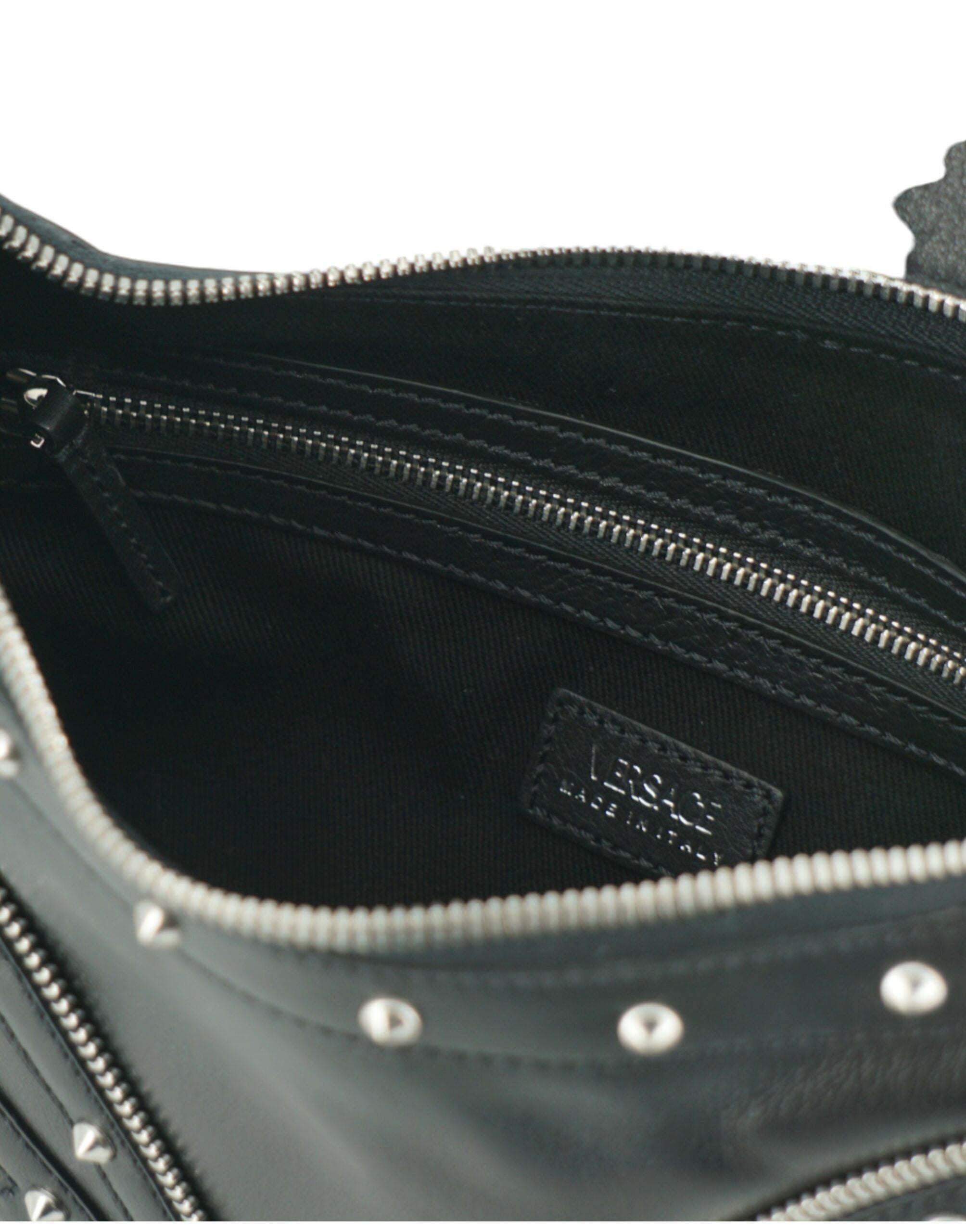Versace Elegante Hobo-Umhängetasche aus schwarzem Leder