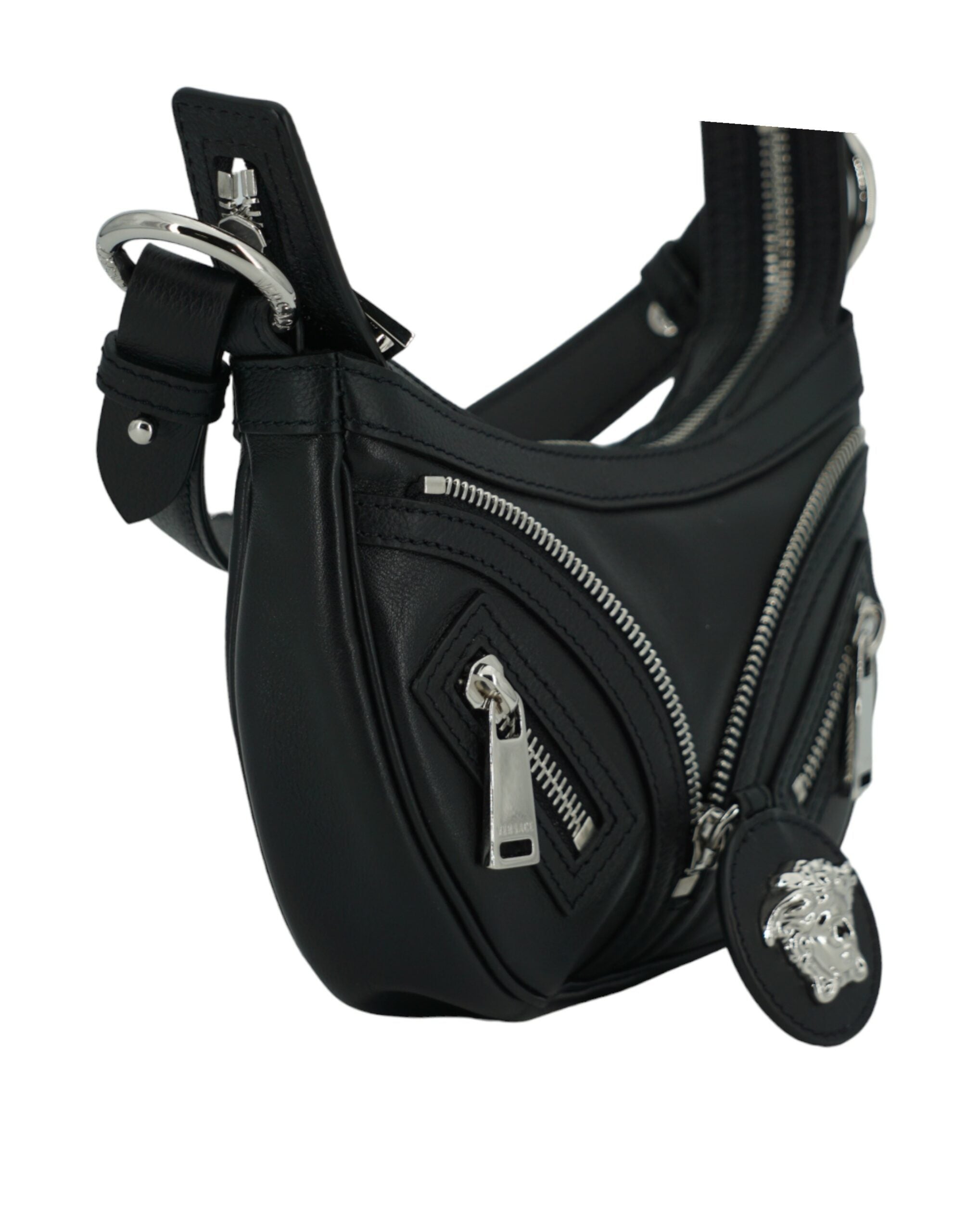 Versace Elegant Mini Hobo Bag Black - Geantă de umăr