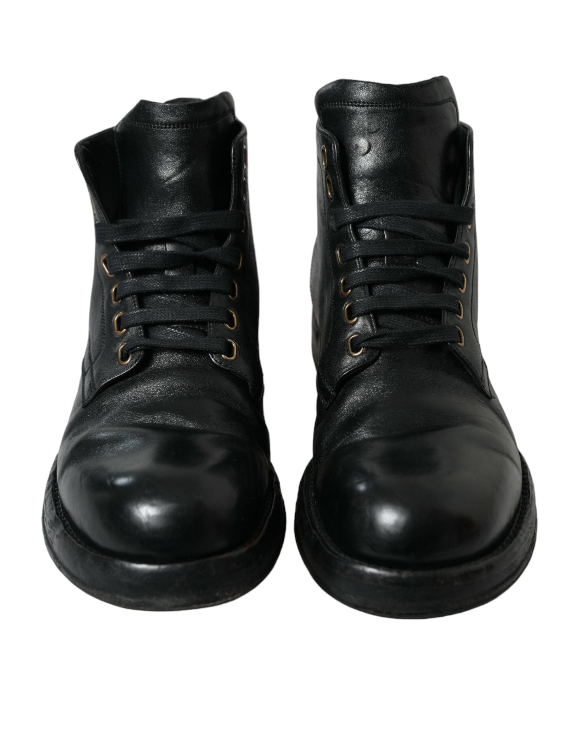 Dolce &amp; Gabbana Elegante Stiefeletten aus schwarzem Pferdeleder