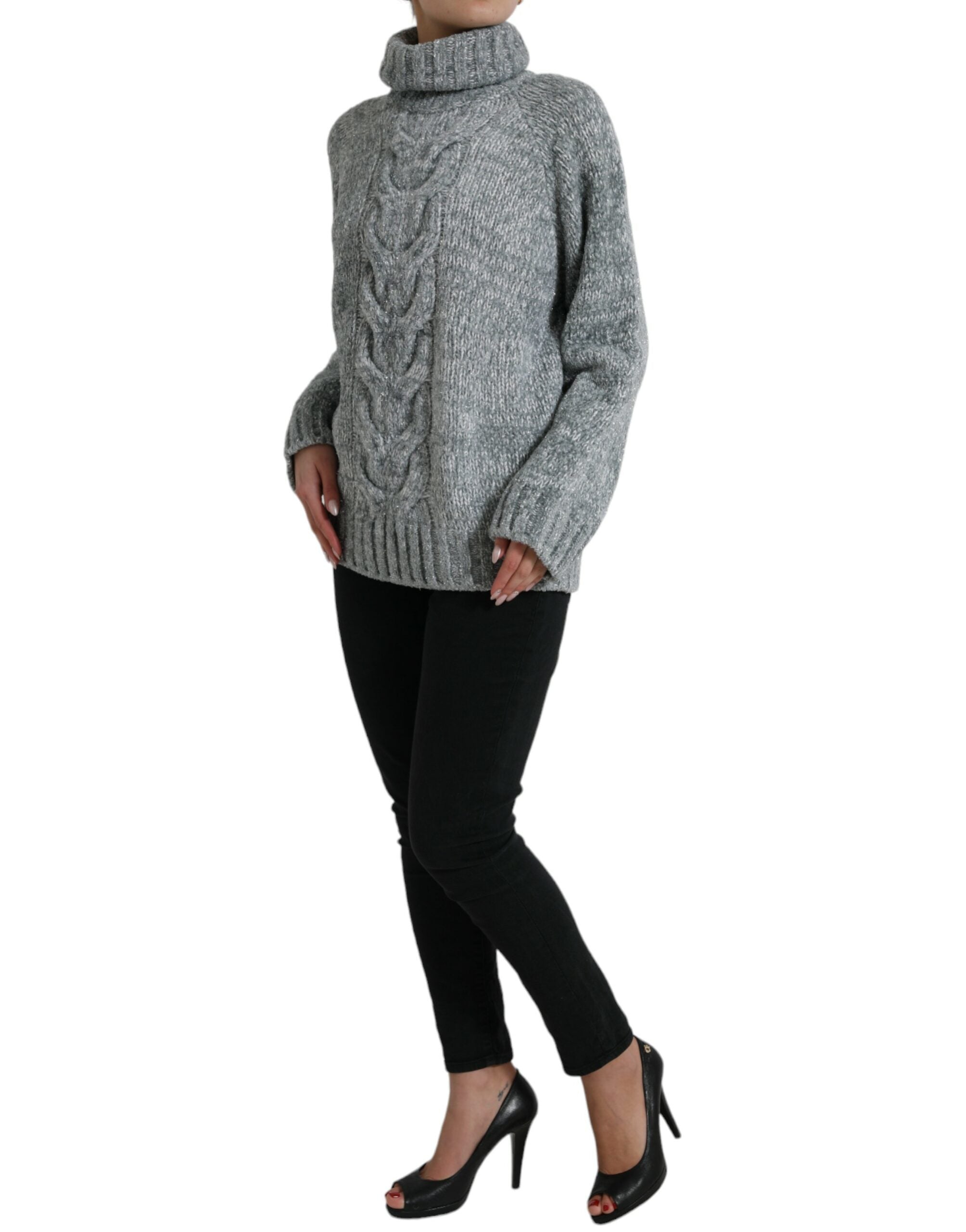 Dolce &amp; Gabbana Eleganter Rollkragenpullover aus grauer Kaschmirmischung