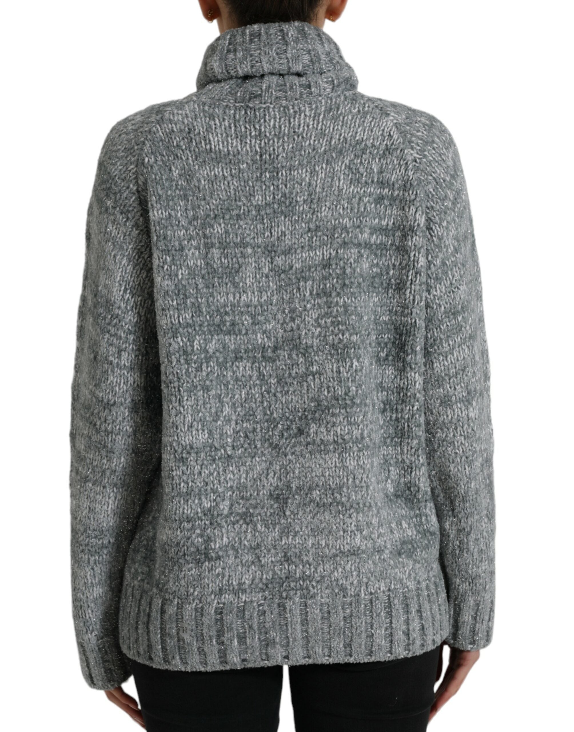 Dolce &amp; Gabbana Eleganter Rollkragenpullover aus grauer Kaschmirmischung