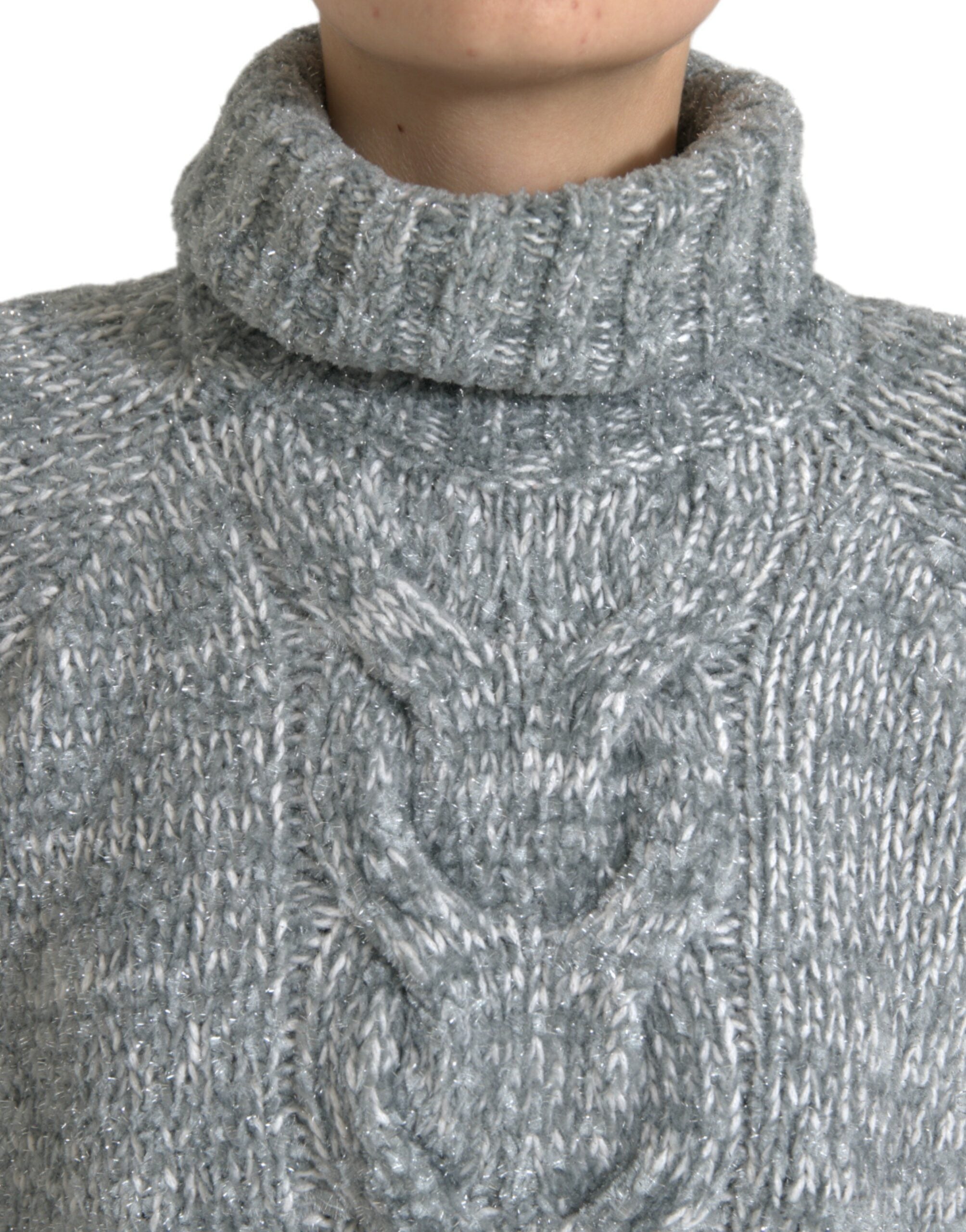 Dolce &amp; Gabbana Eleganter Rollkragenpullover aus grauer Kaschmirmischung