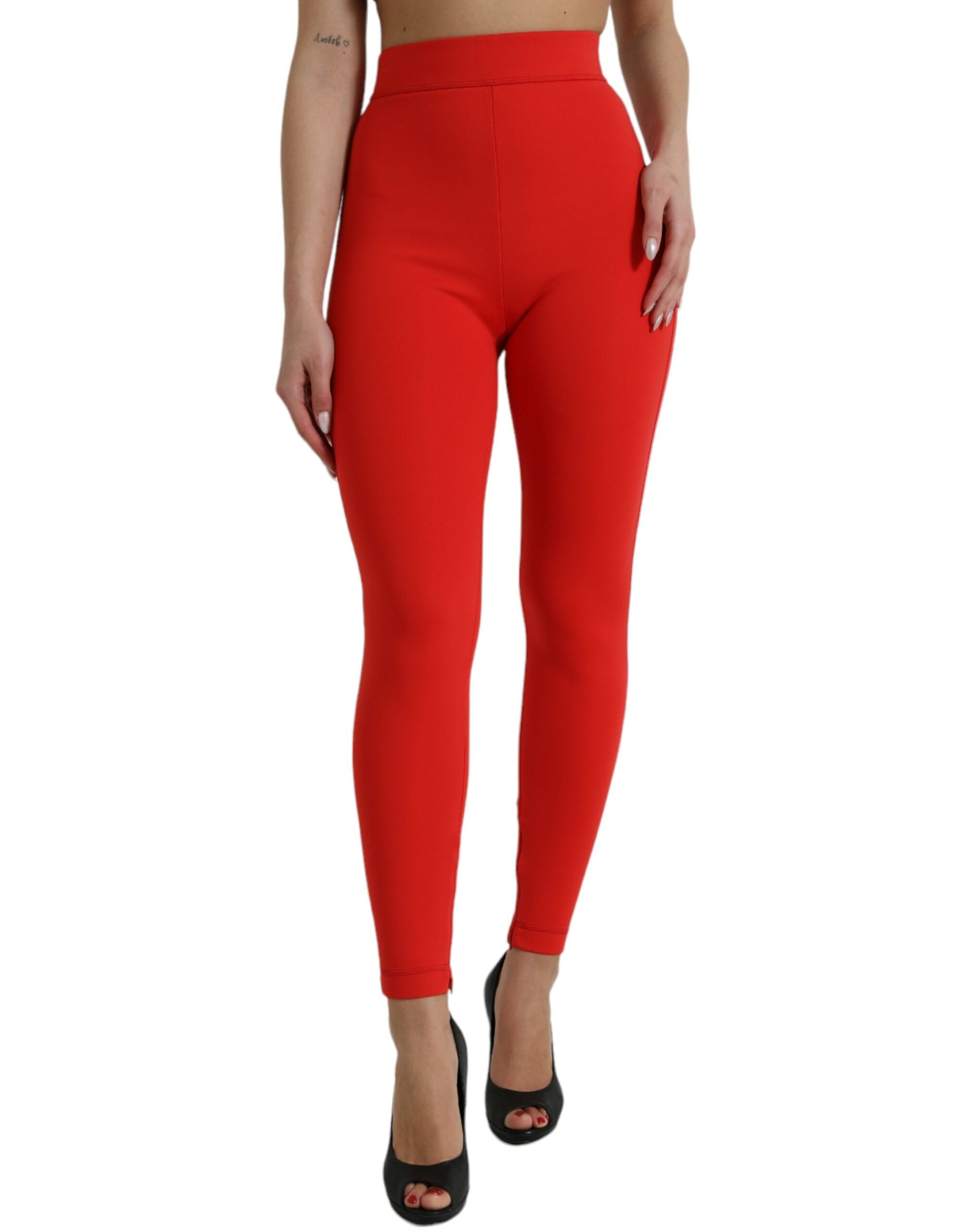Dolce &amp; Gabbana Elegante rote Leggings mit hoher Taille