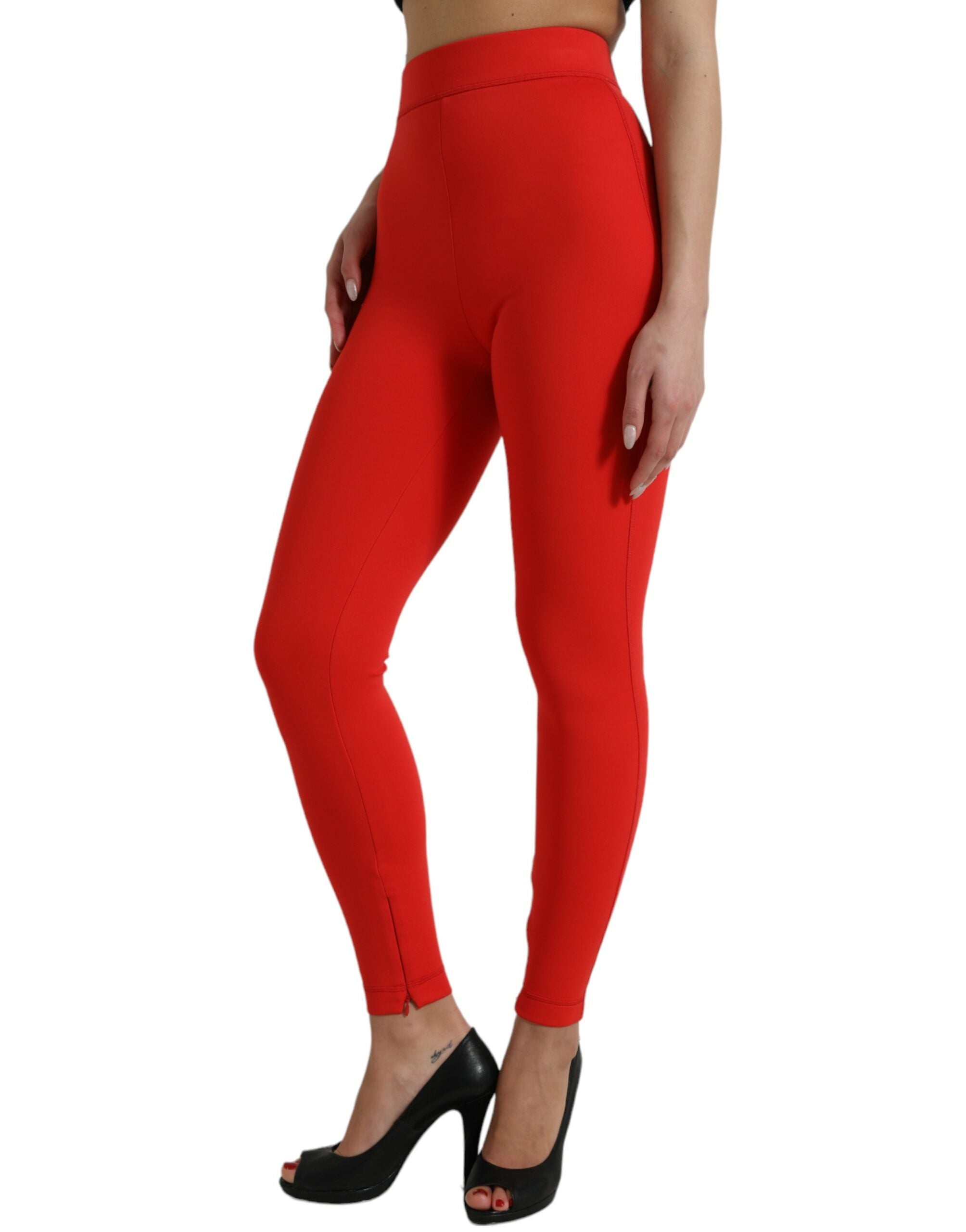 Dolce &amp; Gabbana Elegante rote Leggings mit hoher Taille