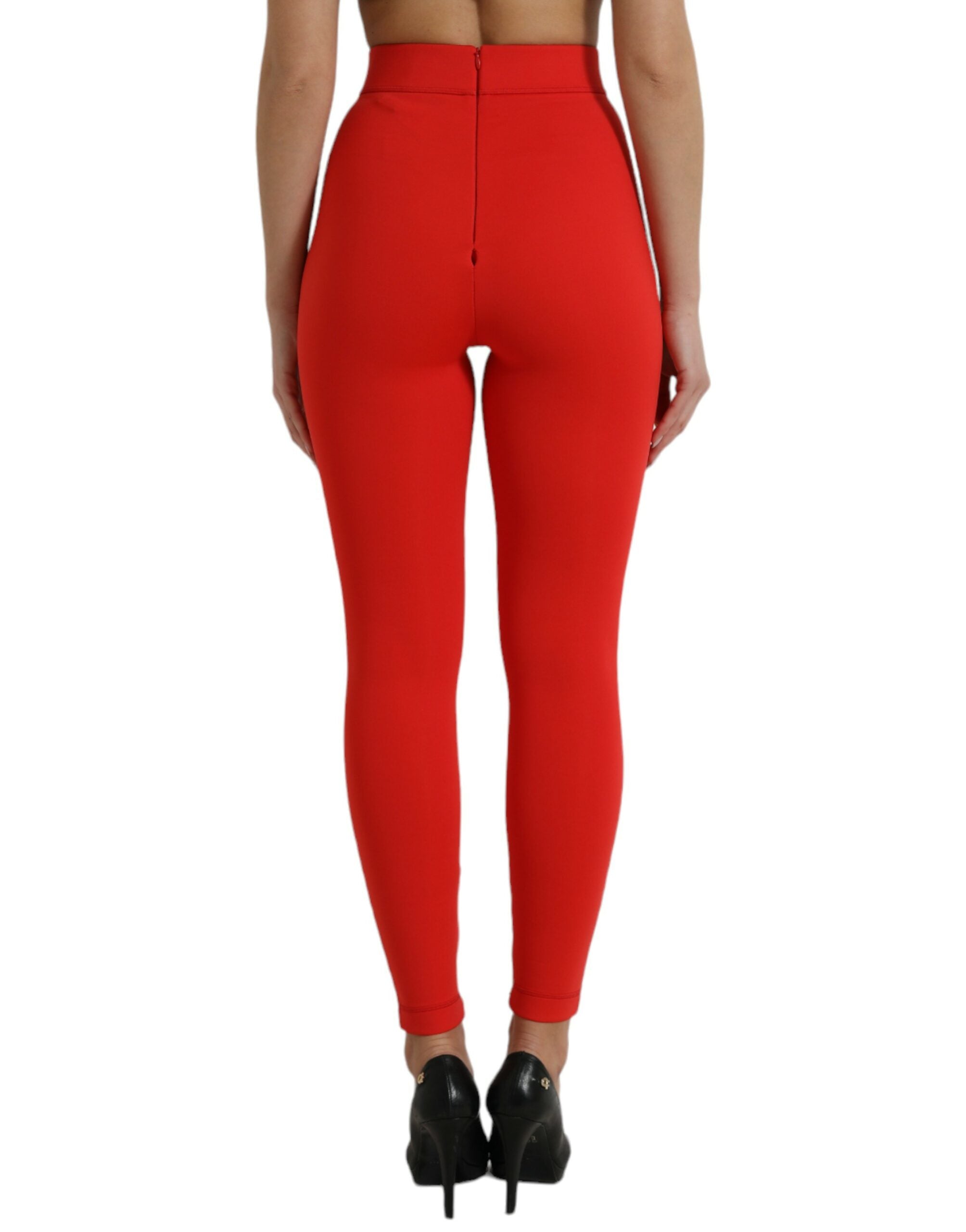 Dolce &amp; Gabbana Elegante rote Leggings mit hoher Taille