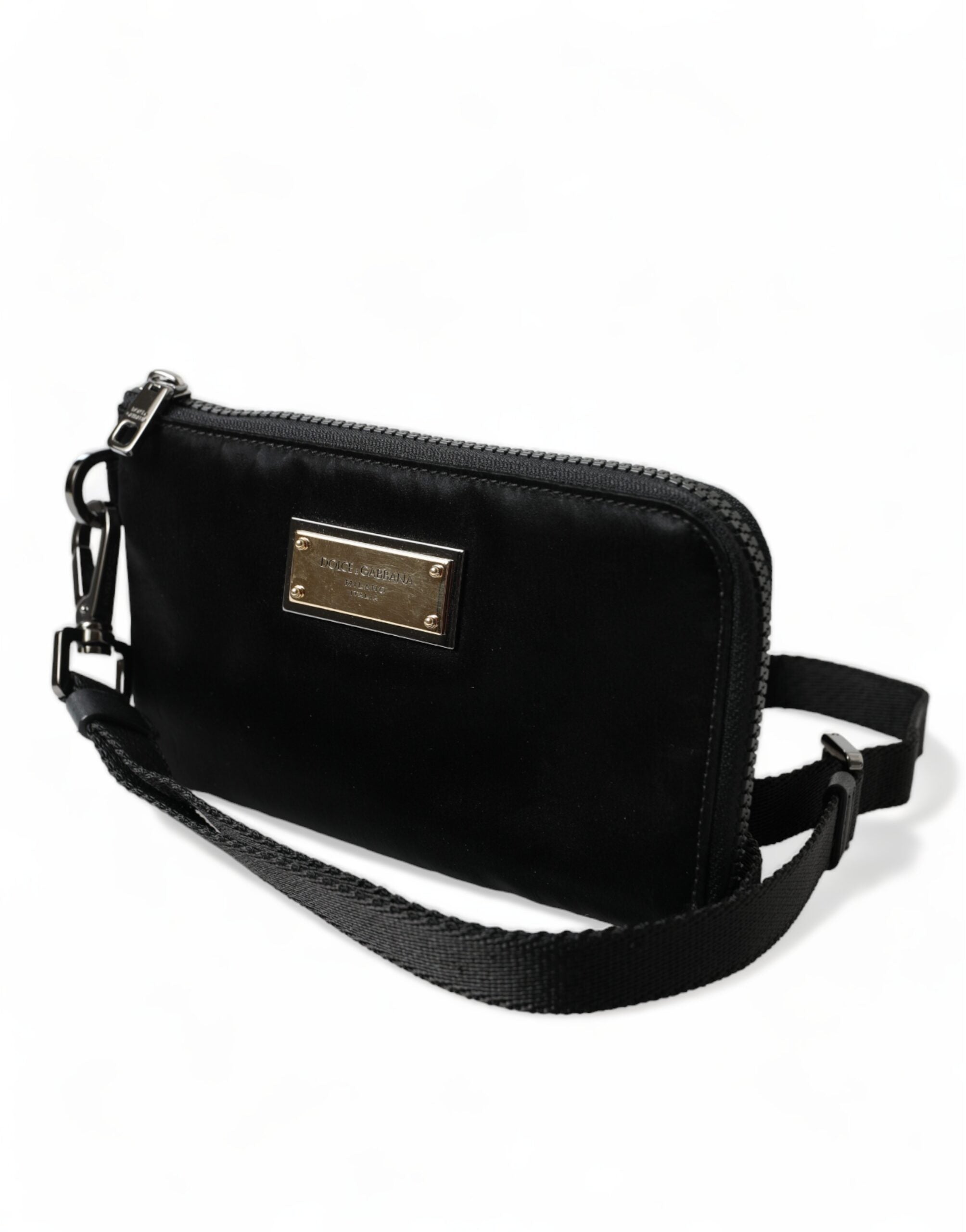 Dolce &amp; Gabbana Elegante schwarze Nylon- und Ledertasche