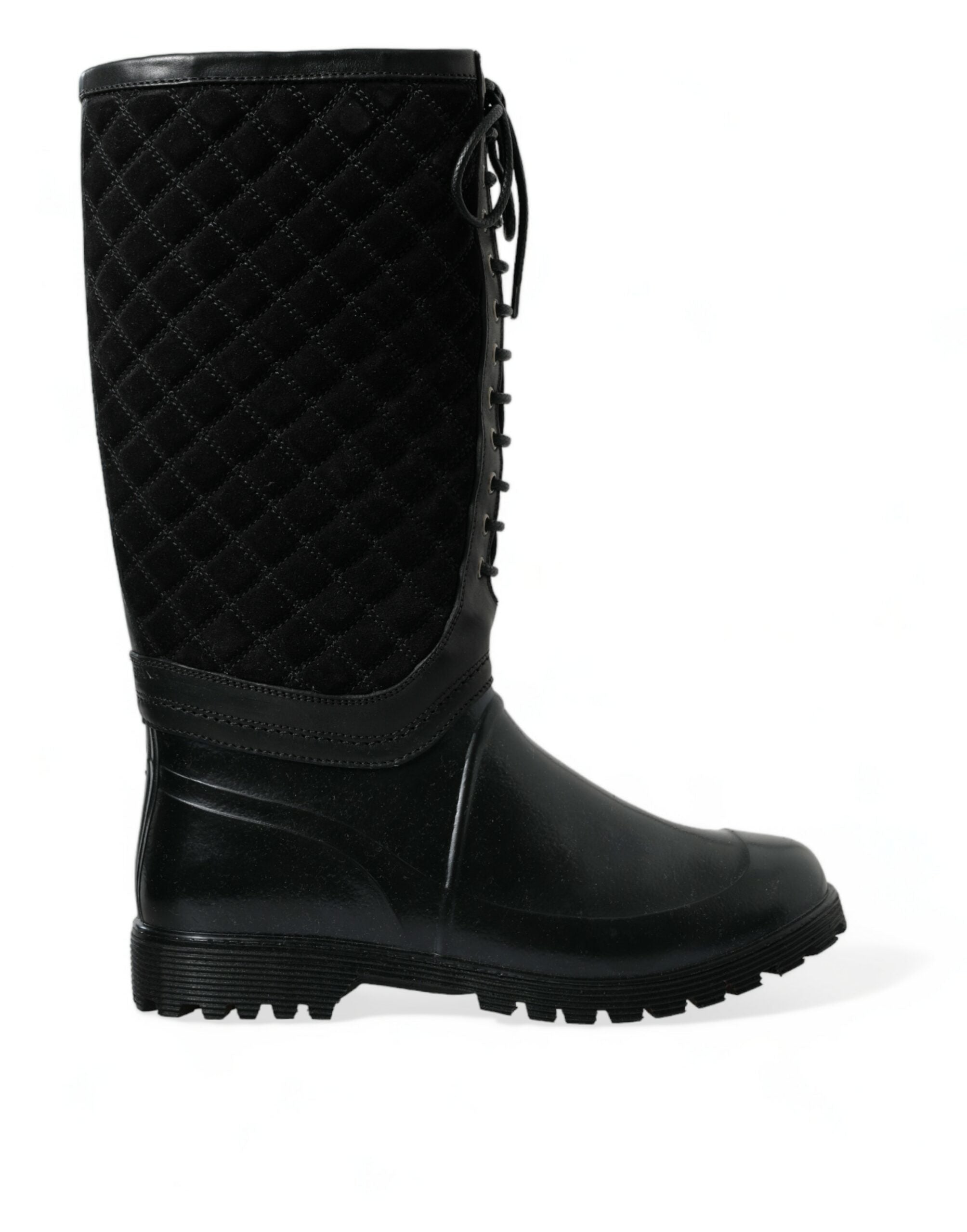 Dolce &amp; Gabbana – Elegante, gesteppte Gummistiefel mit Schnürung