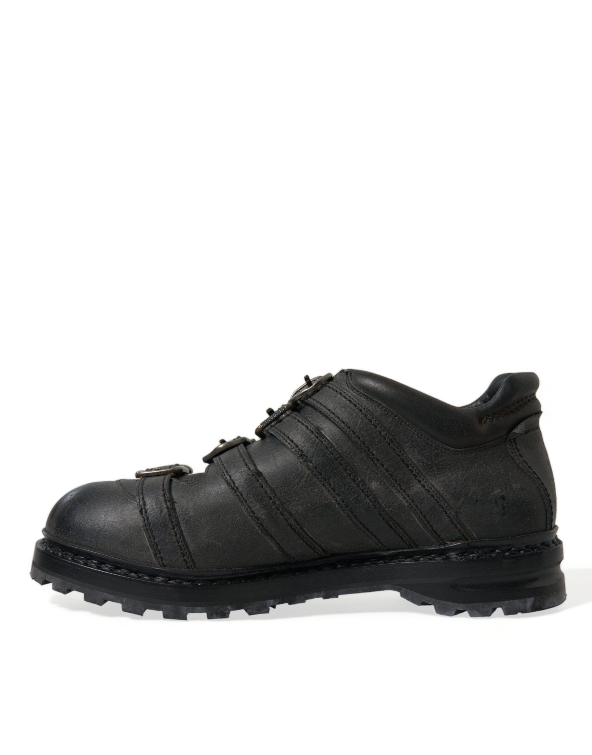 Dolce &amp; Gabbana Schwarze Lederstiefel mit Knöchelriemen