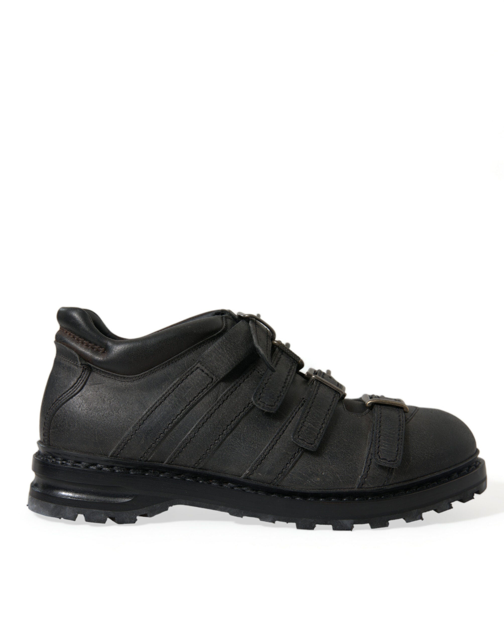 Dolce &amp; Gabbana Schwarze Lederstiefel mit Knöchelriemen
