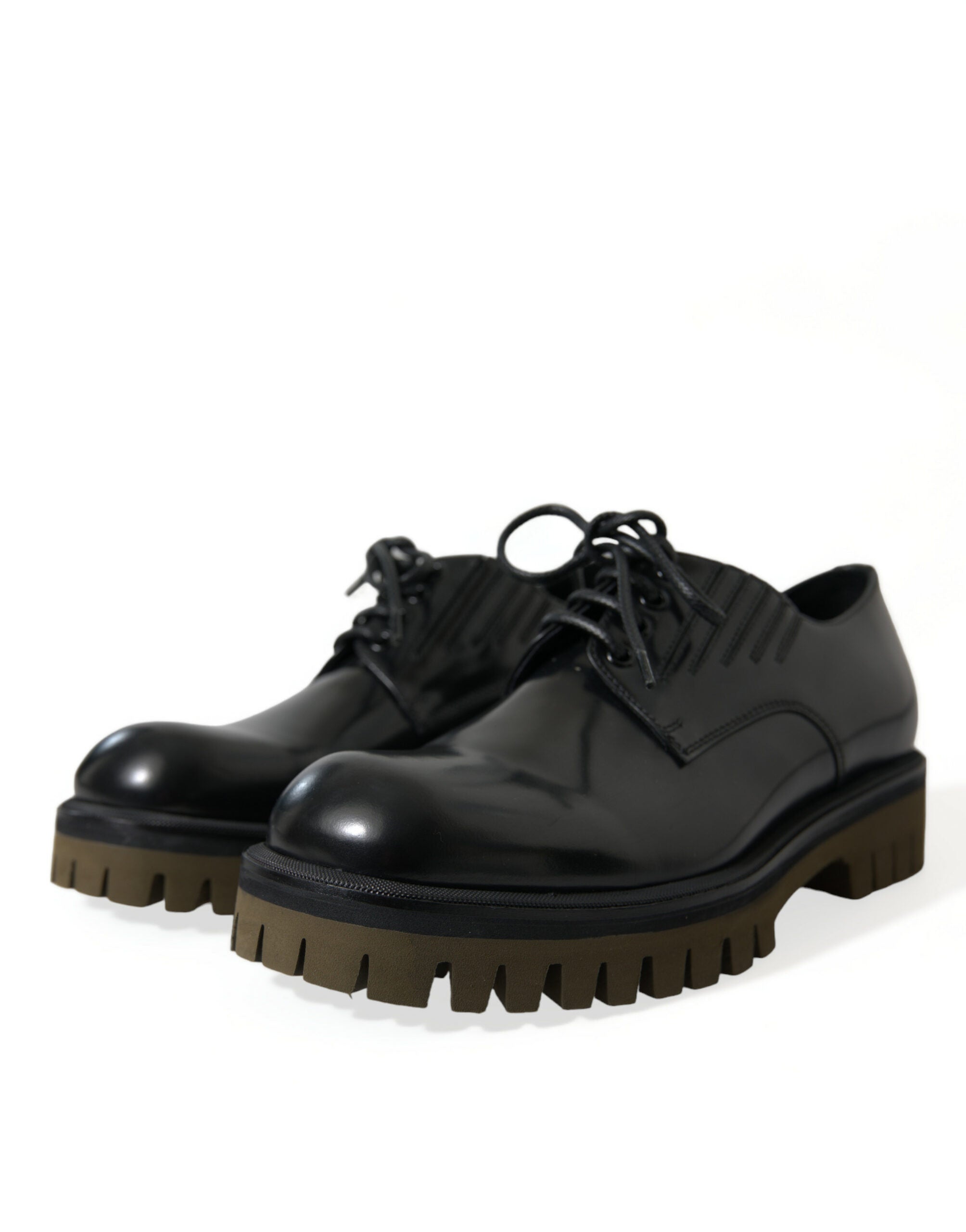 Dolce &amp; Gabbana Elegante Derby-Schuhe aus schwarzem Leder
