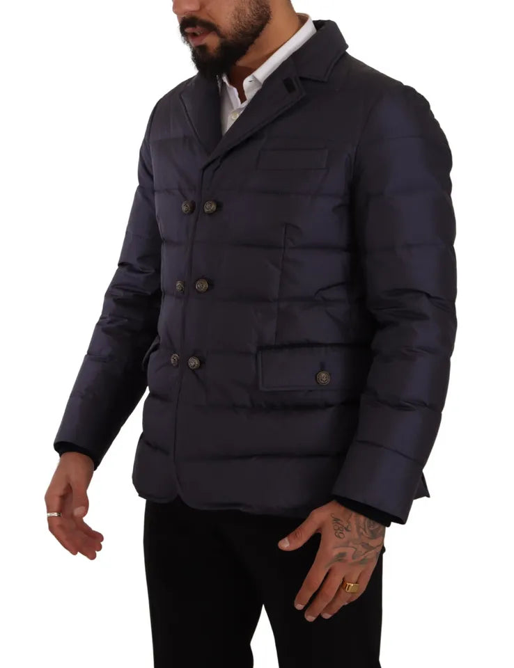 Dolce &amp; Gabbana Elegante dunkelblaue Jacke aus Seidenmischung