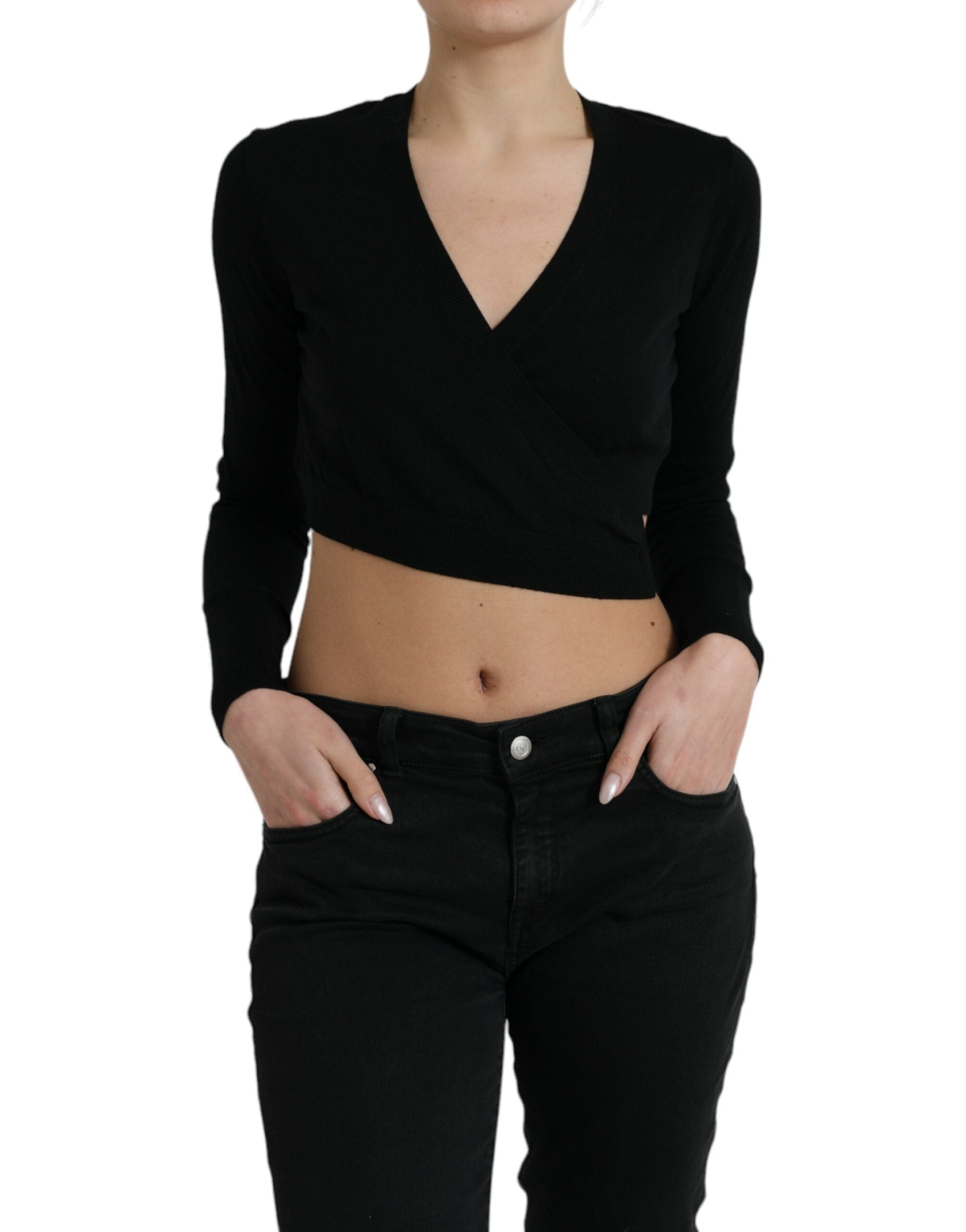 Dolce &amp; Gabbana Eleganter schwarzer Cardigan aus Schurwolle