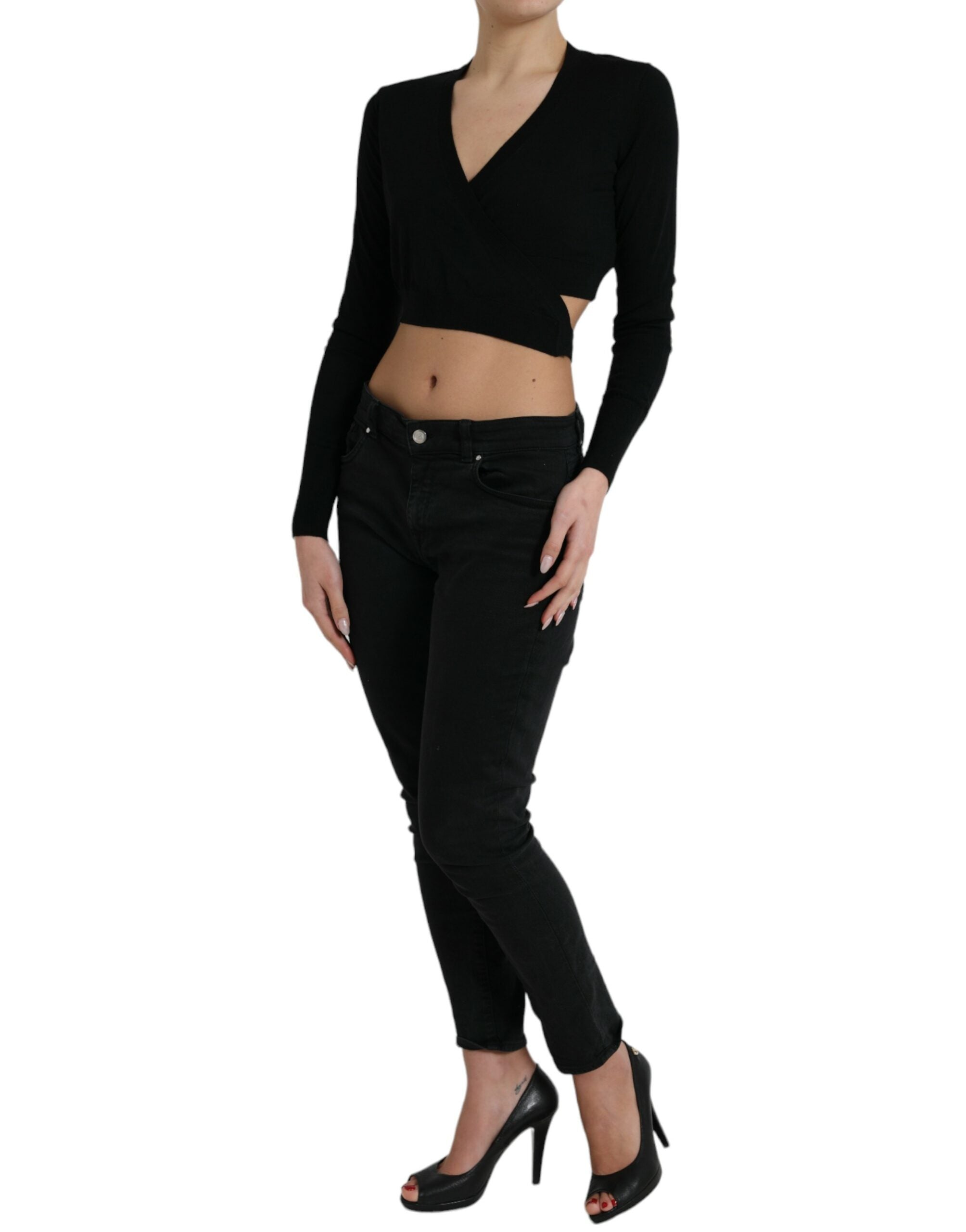 Dolce &amp; Gabbana Eleganter schwarzer Cardigan aus Schurwolle