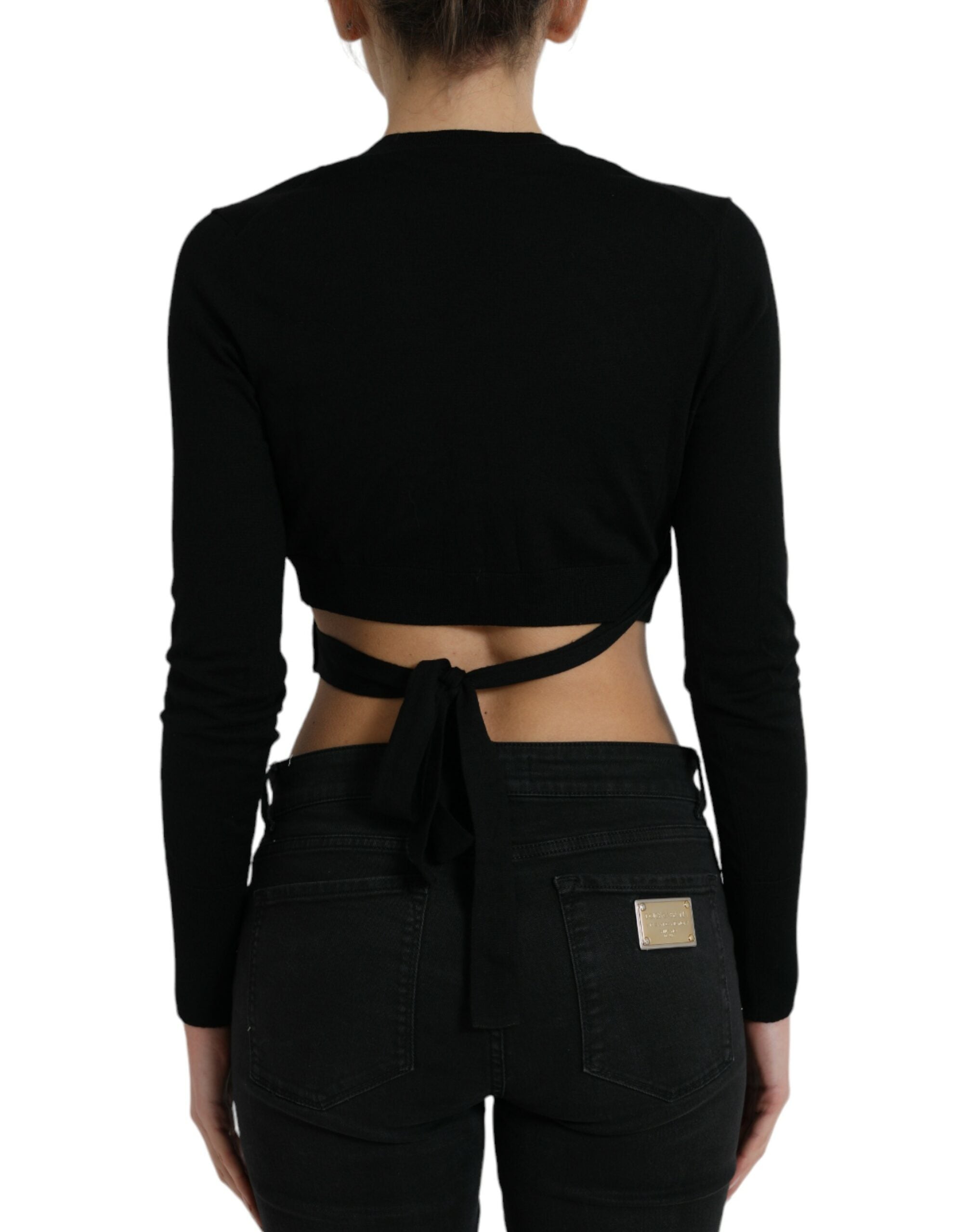 Dolce &amp; Gabbana Eleganter schwarzer Cardigan aus Schurwolle