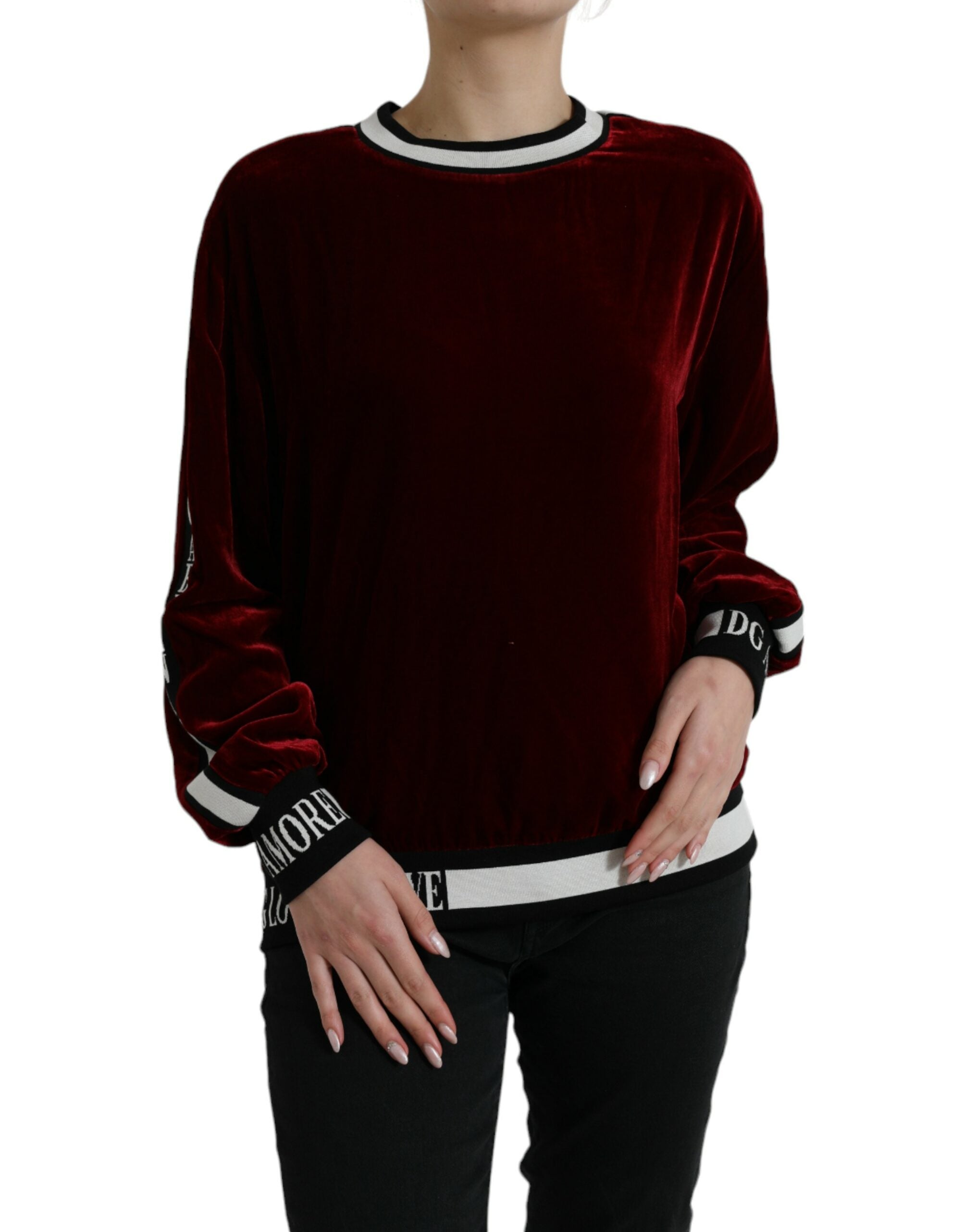 Dolce &amp; Gabbana Eleganter Pullover aus burgunderroter Seidenmischung