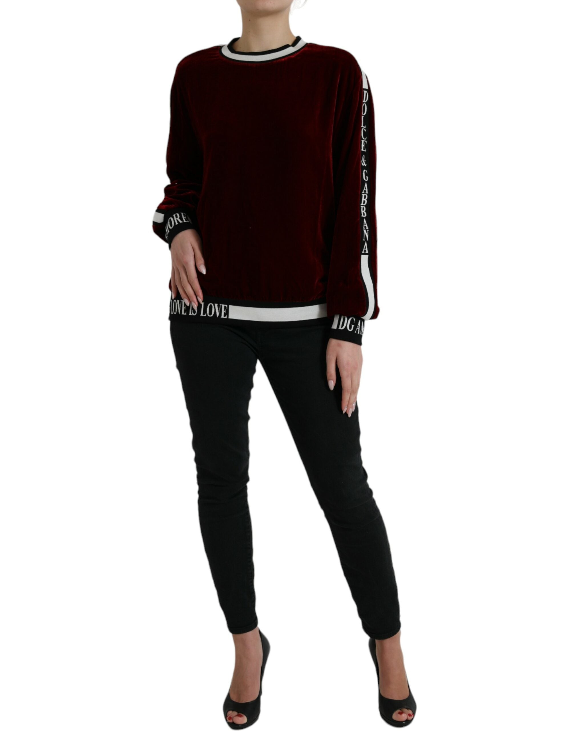 Dolce &amp; Gabbana Eleganter Pullover aus burgunderroter Seidenmischung