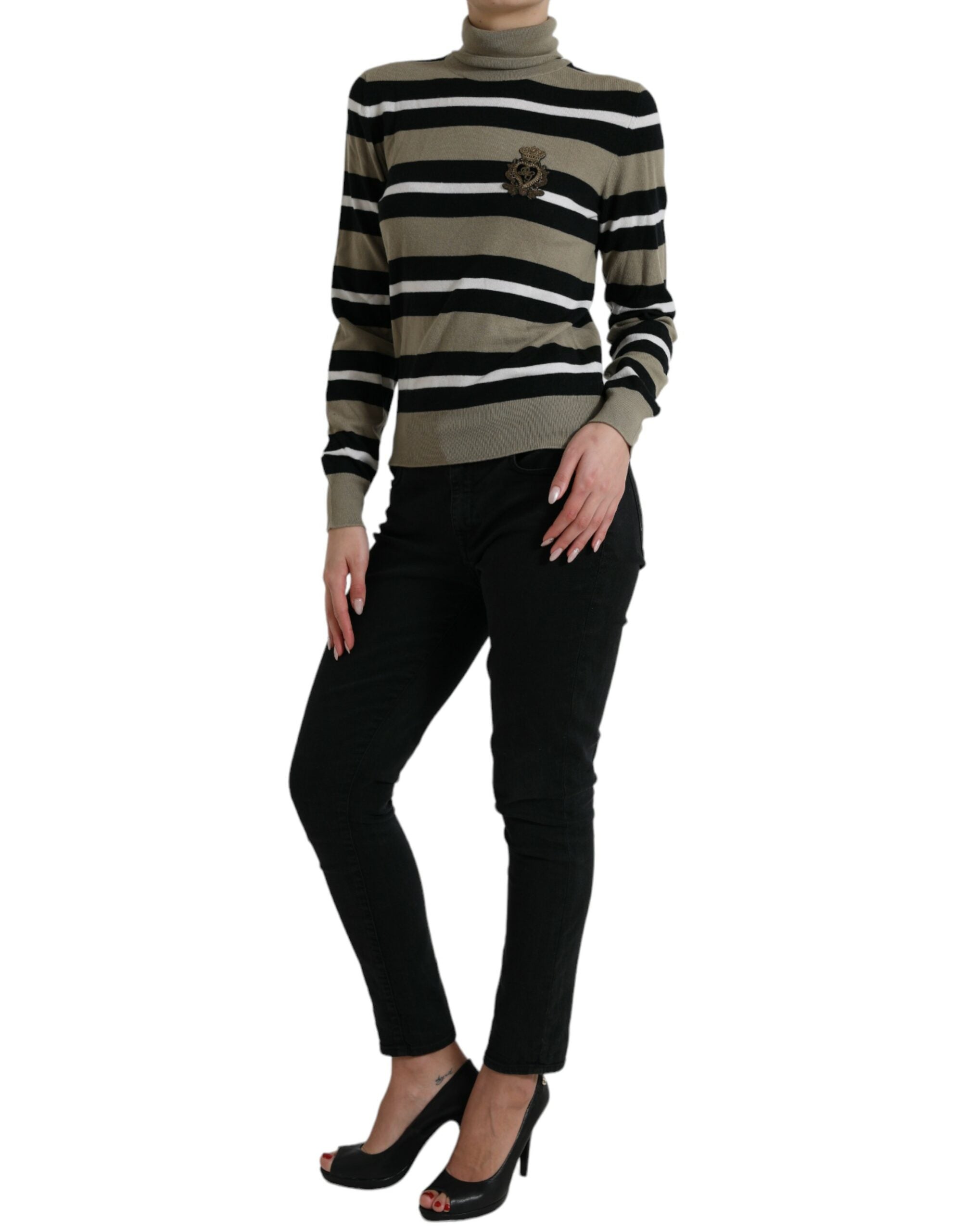 Dolce &amp; Gabbana Eleganter gestreifter Rollkragenpullover aus Wolle