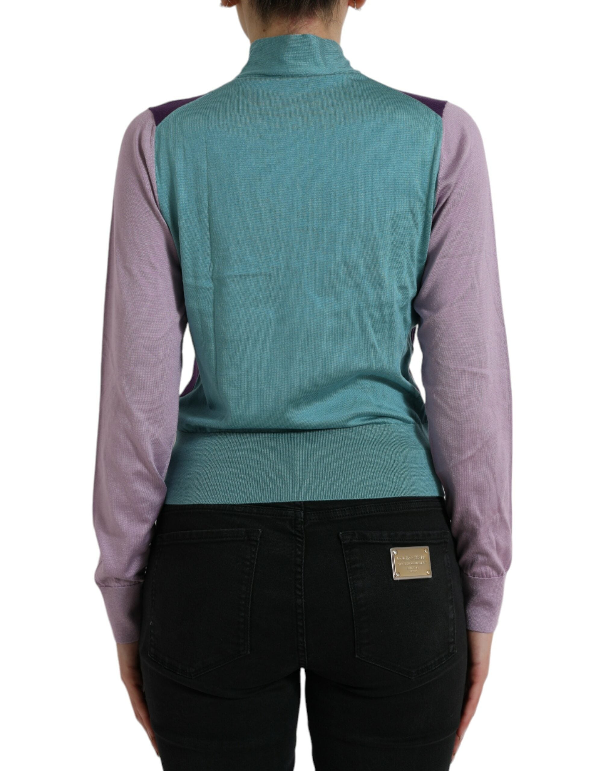 Dolce &amp; Gabbana Mehrfarbiger Seidenpullover mit Schluppe