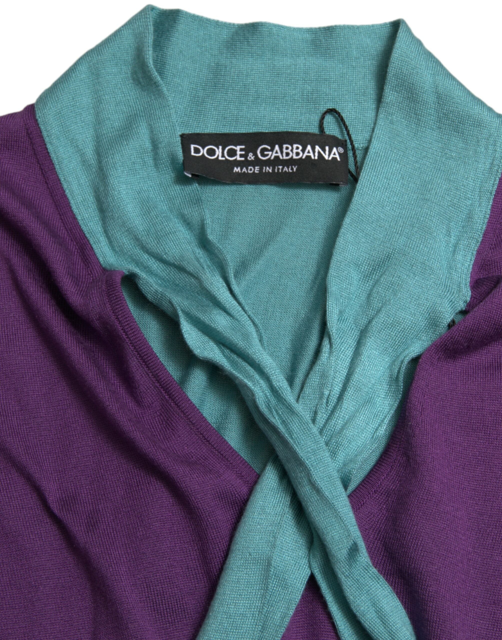 Dolce &amp; Gabbana Mehrfarbiger Seidenpullover mit Schluppe