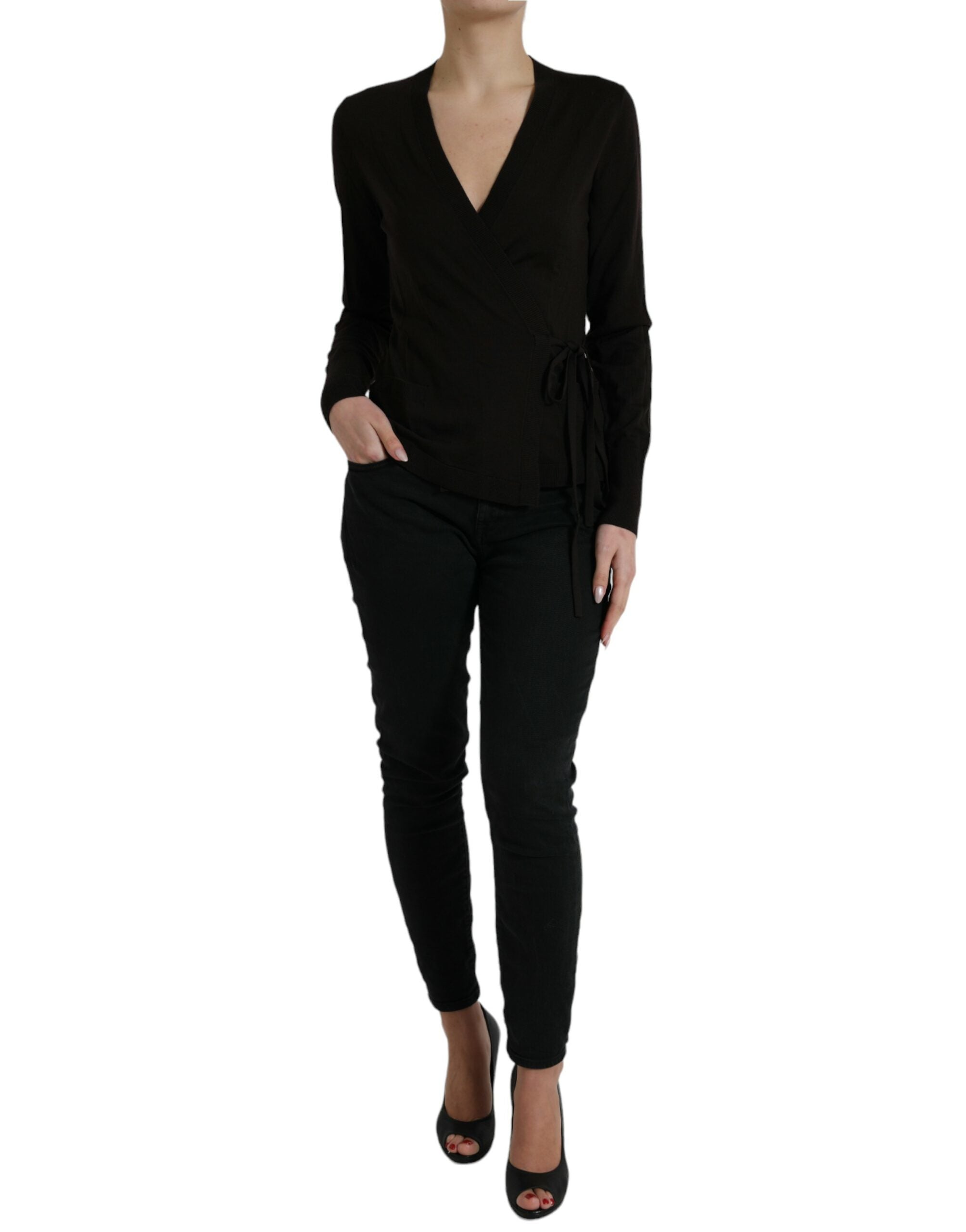 Dolce &amp; Gabbana Elegante schwarze Strickjacke aus Schurwolle
