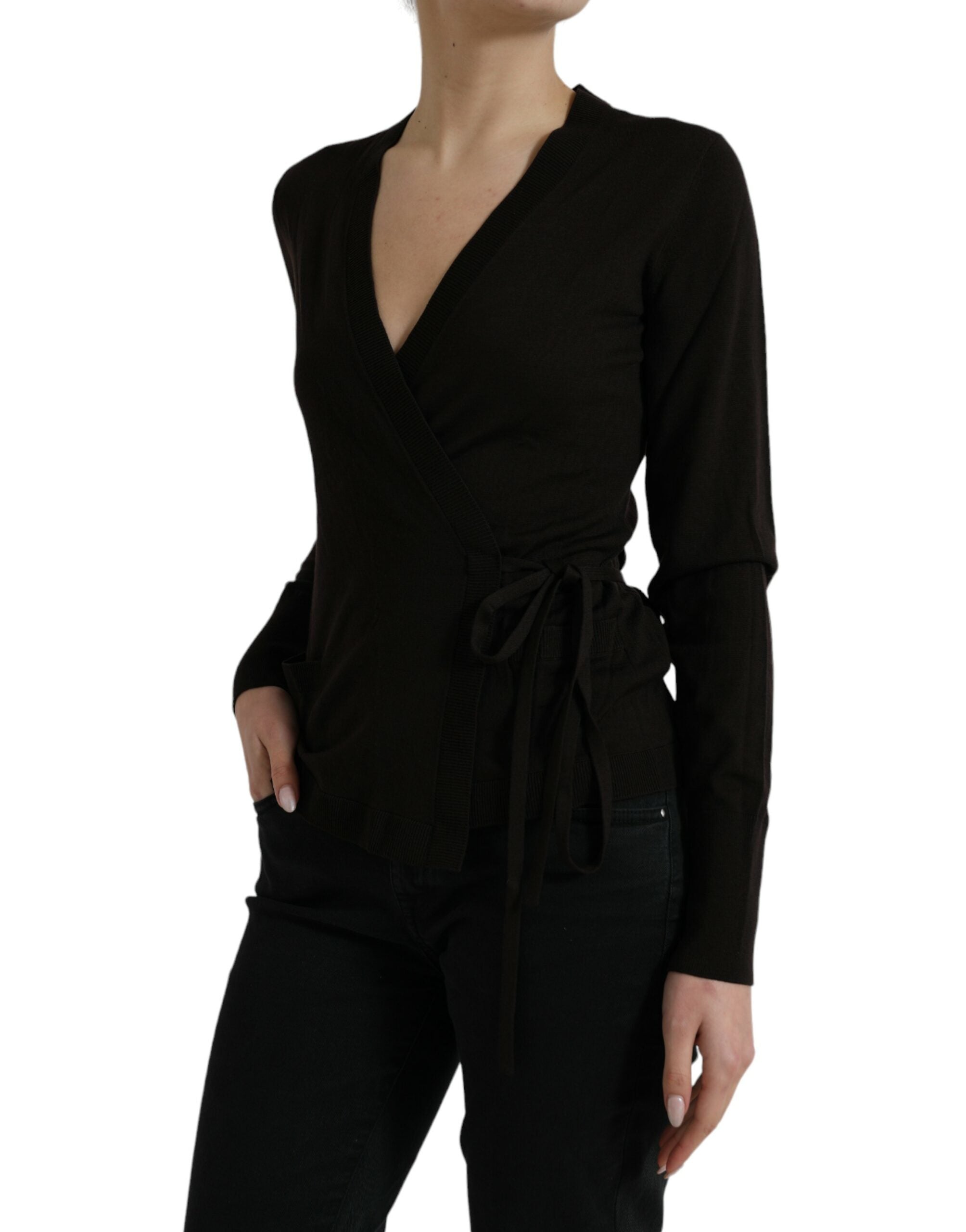 Dolce &amp; Gabbana Elegante schwarze Strickjacke aus Schurwolle
