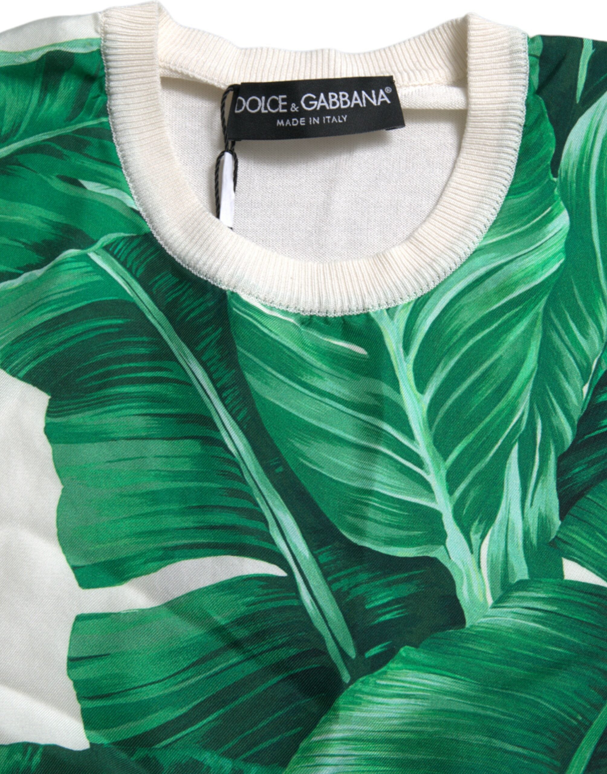 Maiou Dolce &amp; Gabbana cu imprimeu de frunze de bananier din mătase