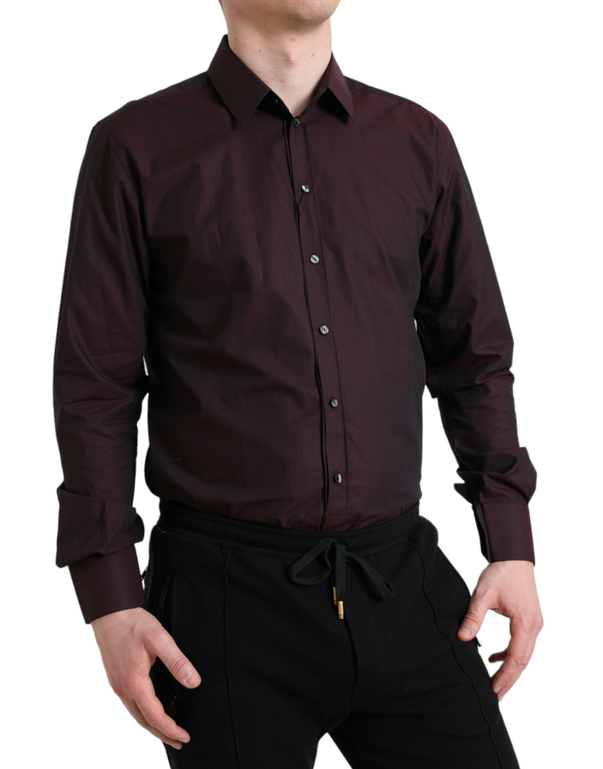 Dolce &amp; Gabbana Elegantes kastanienbraunes Martini-Hemd