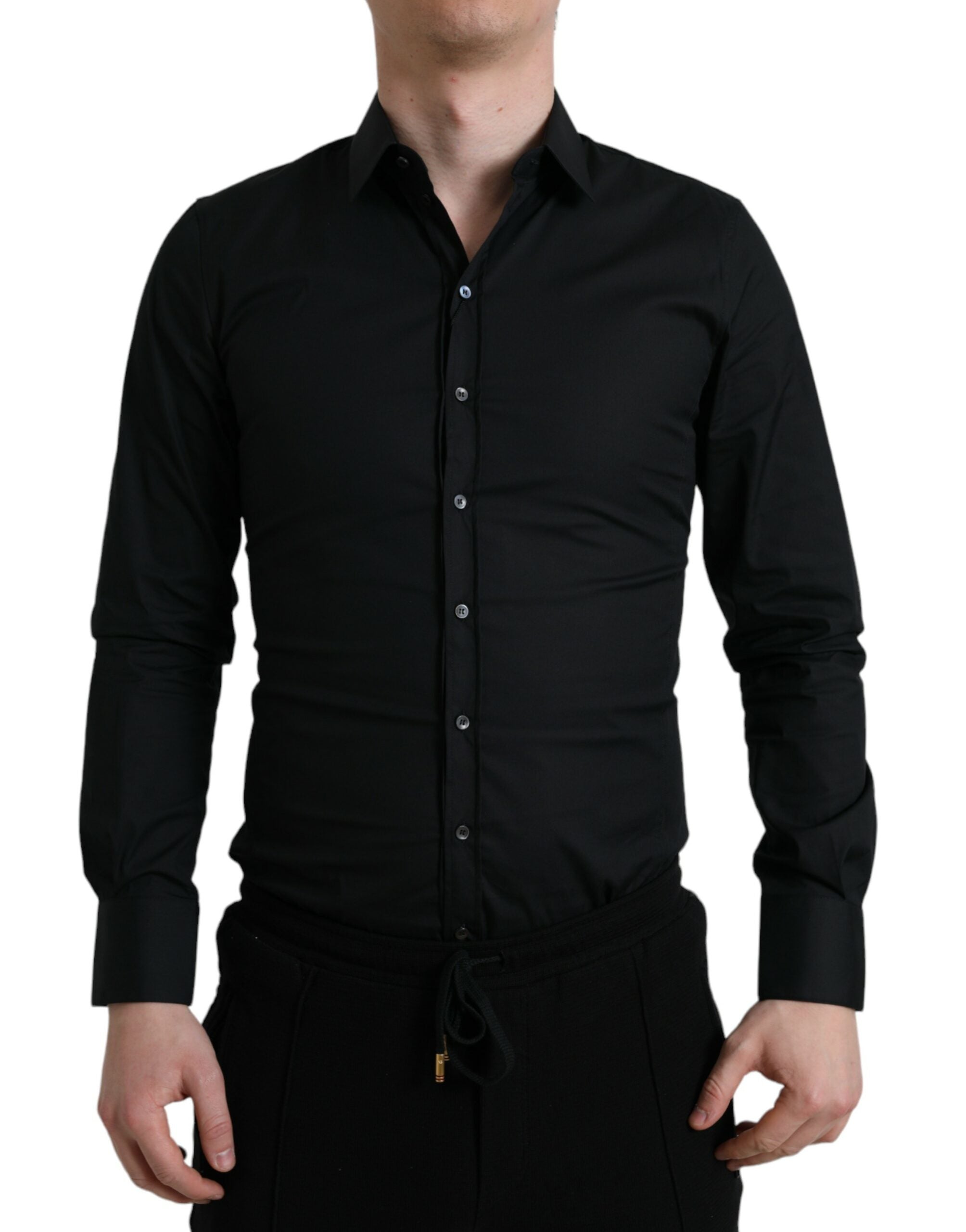 Dolce &amp; Gabbana Elegantes schwarzes italienisches Slim Fit-Hemd