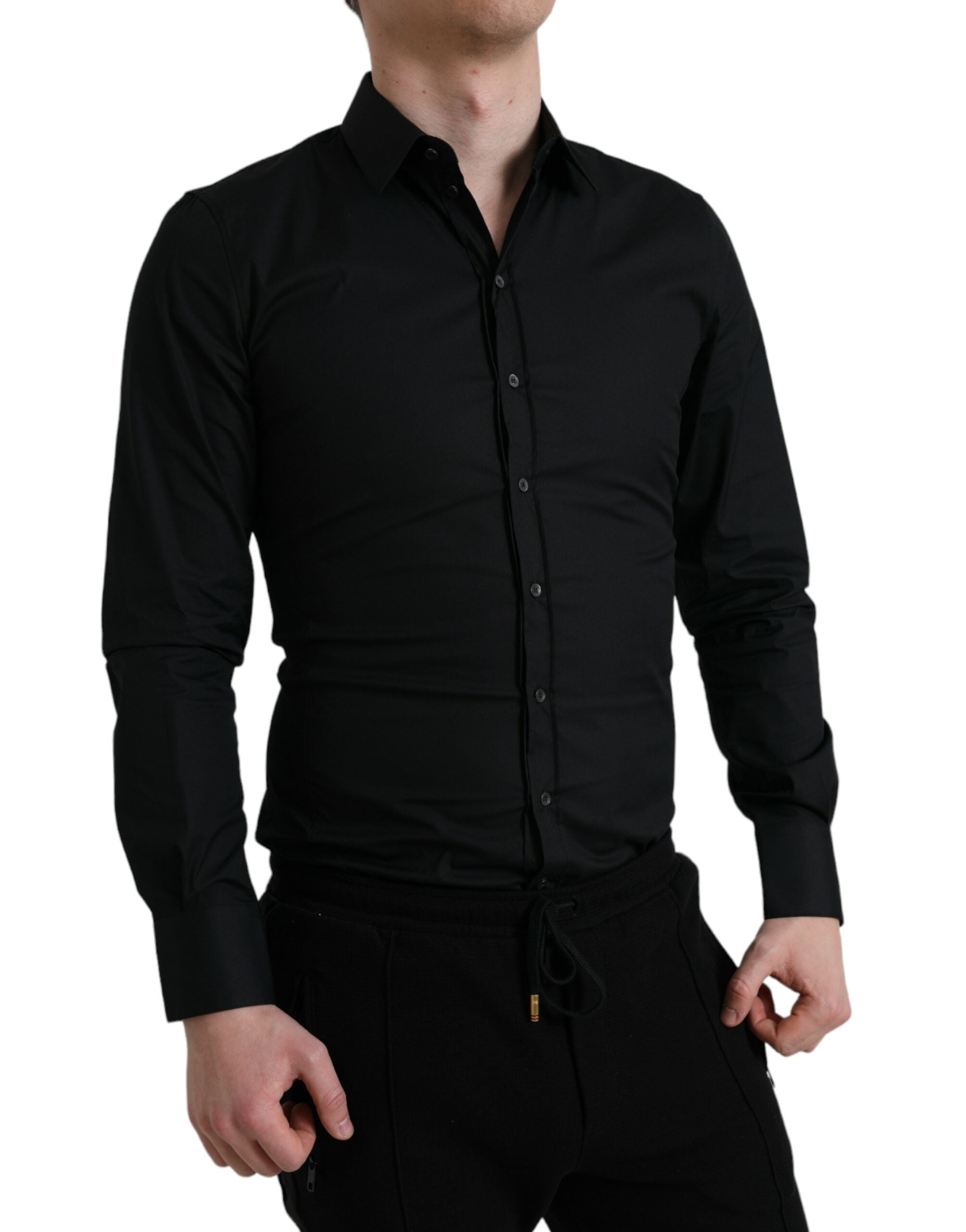 Dolce &amp; Gabbana Elegantes schwarzes italienisches Slim Fit-Hemd