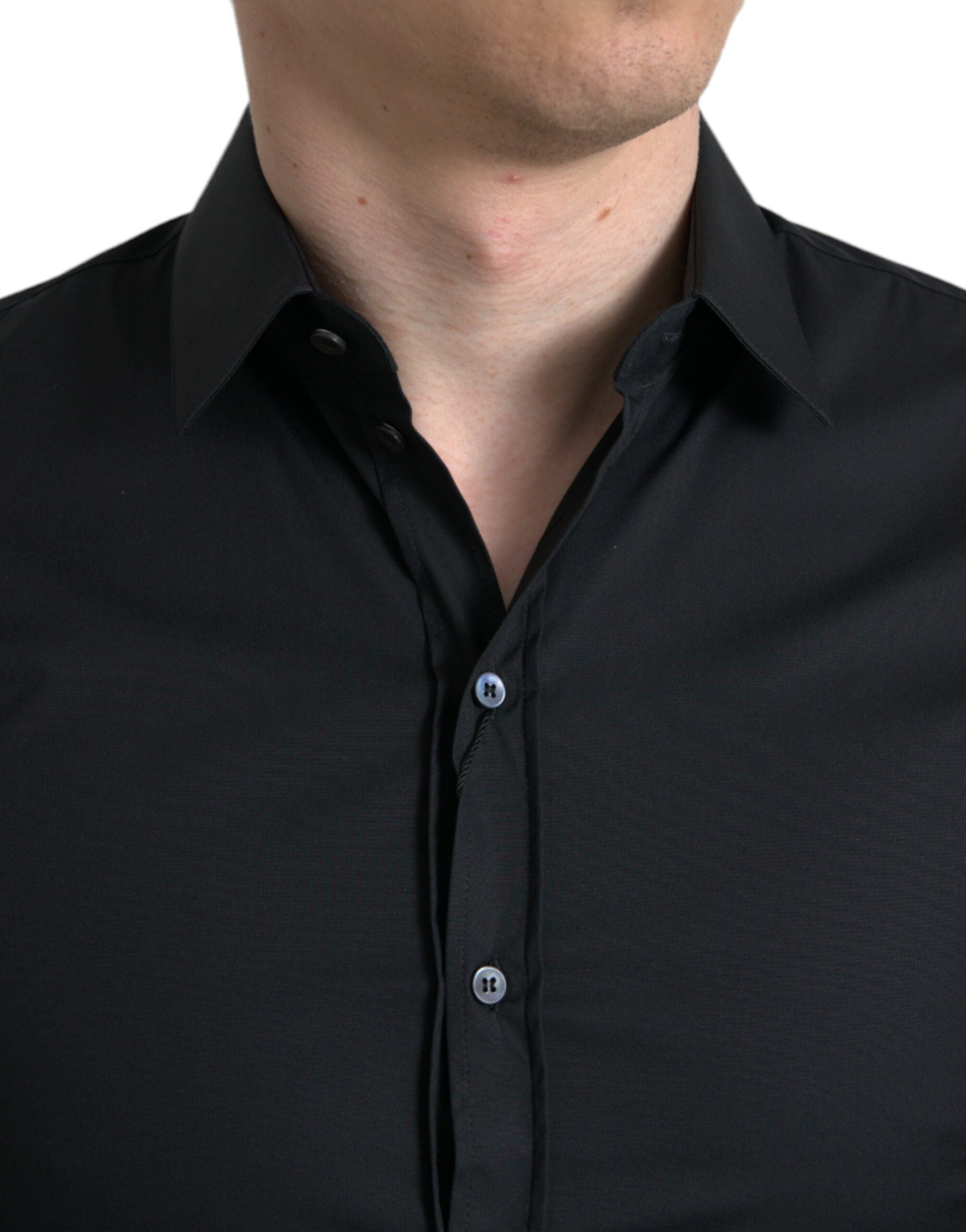 Dolce &amp; Gabbana Elegantes schwarzes italienisches Slim Fit-Hemd