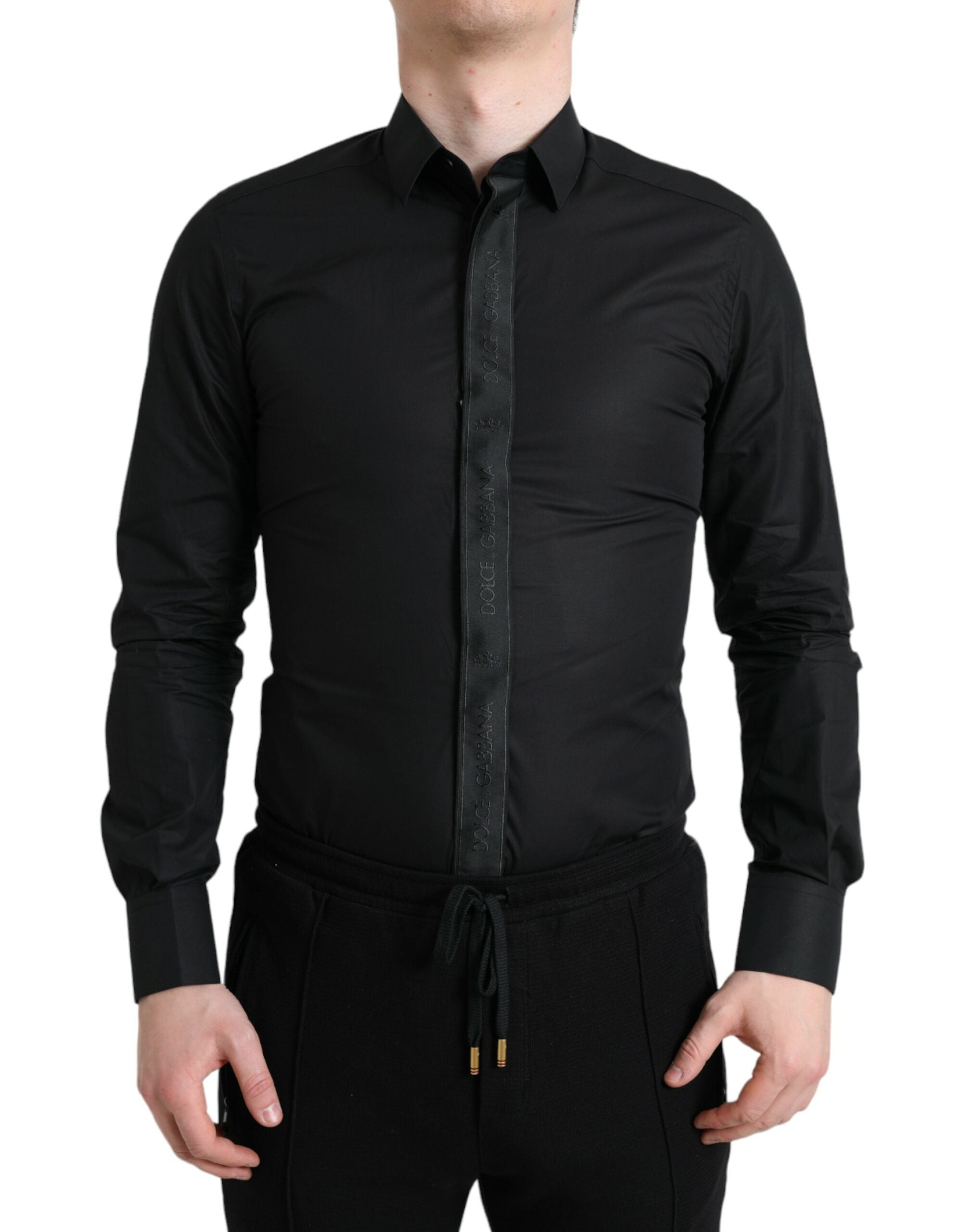Dolce &amp; Gabbana Elegantes schwarzes Slim Fit-Hemd
