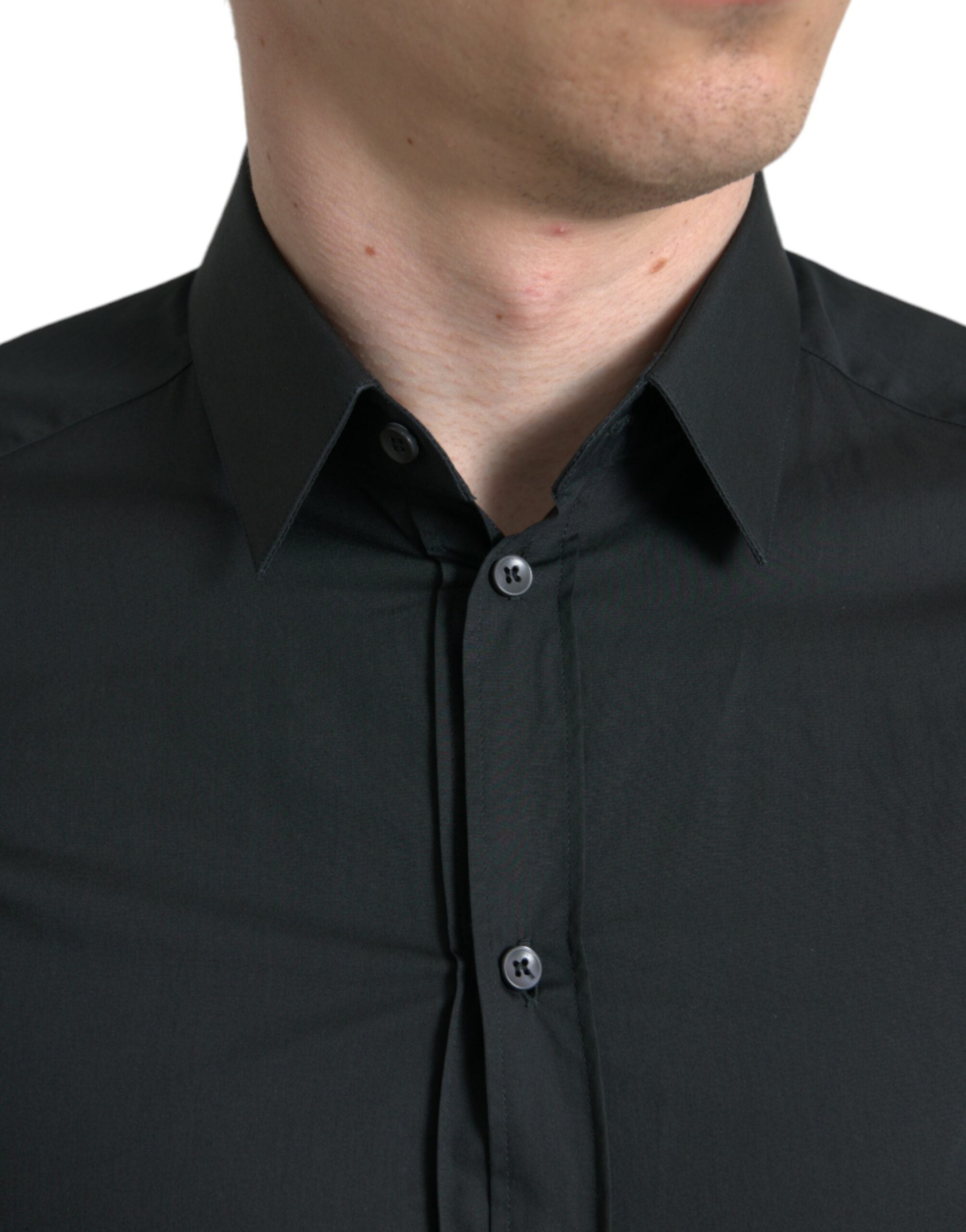 Dolce &amp; Gabbana Elegantes, schmales Hemd aus schwarzer Seidenmischung
