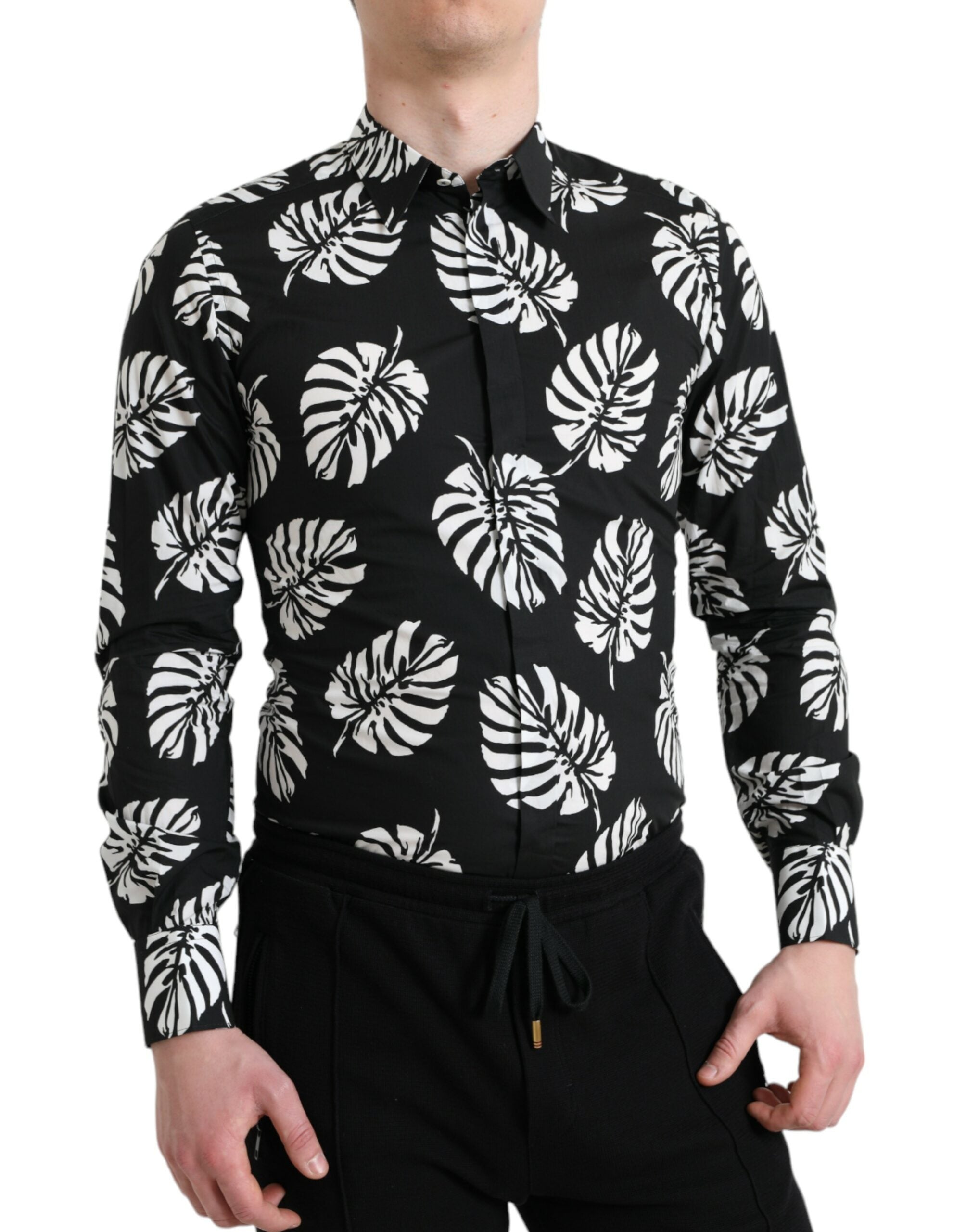 Dolce &amp; Gabbana Elegantes Slim Fit-Hemd mit Blattmuster