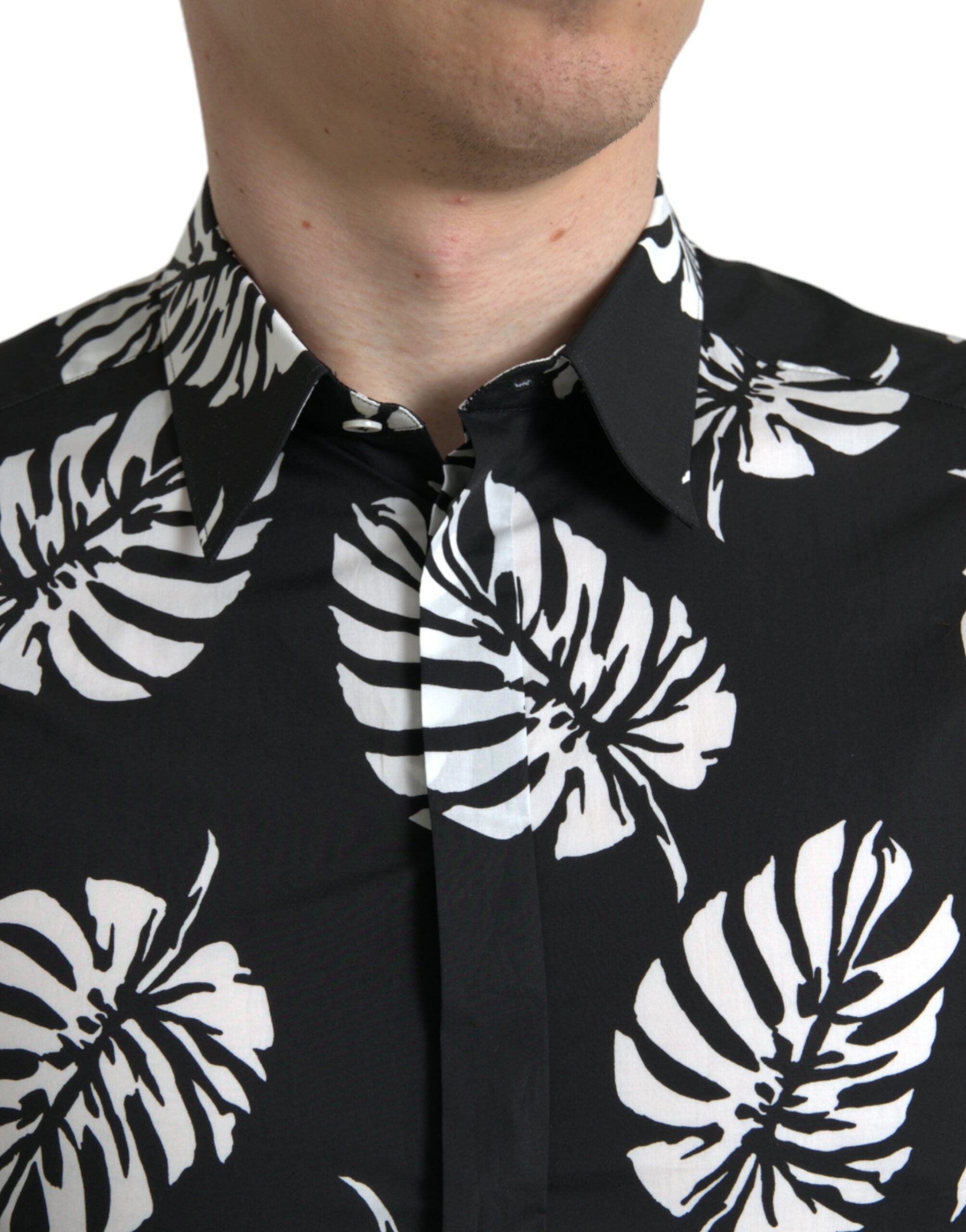 Dolce &amp; Gabbana Elegantes Slim Fit-Hemd mit Blattmuster