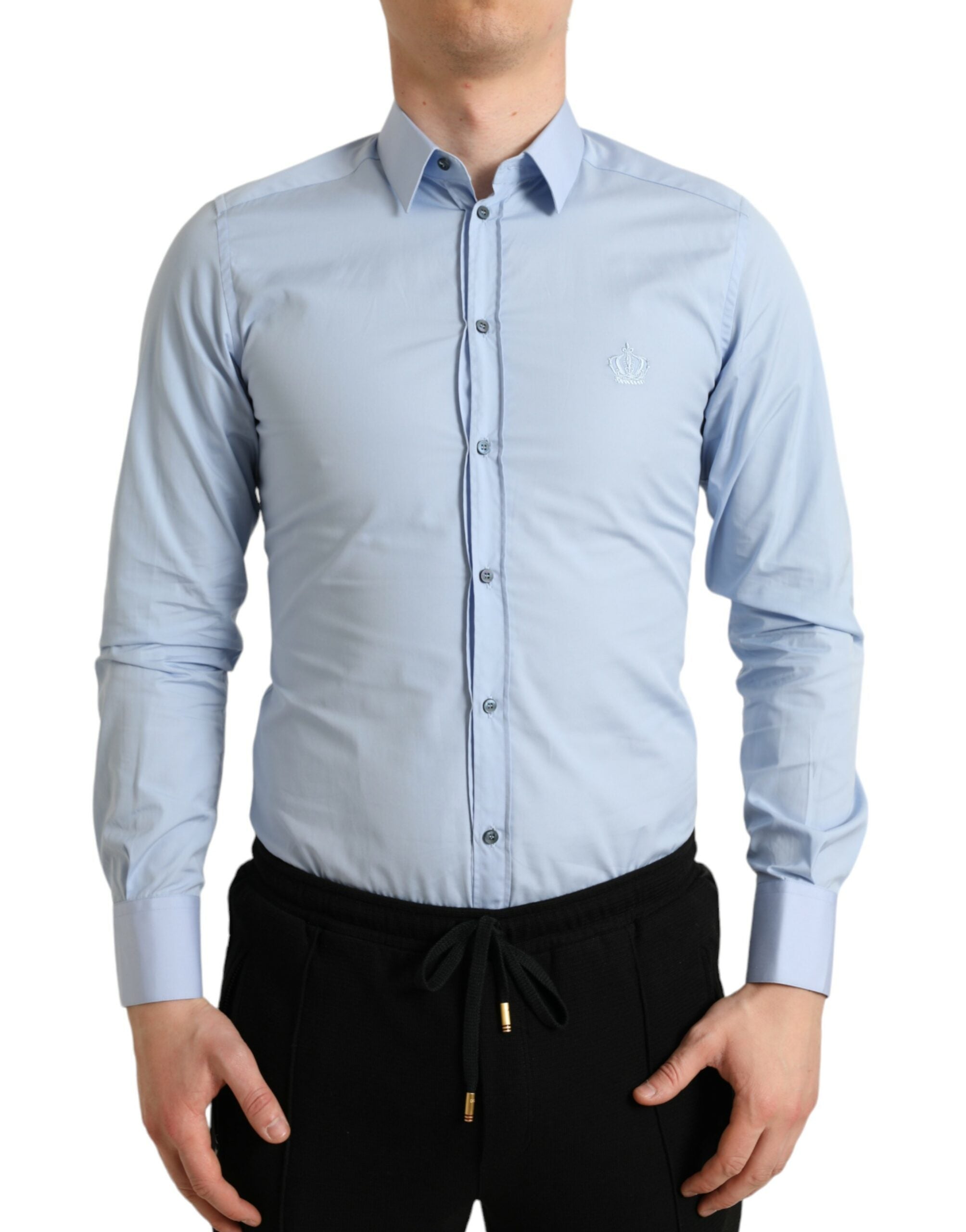 Dolce &amp; Gabbana Elegantes Slim Fit Himmelblaues Hemd