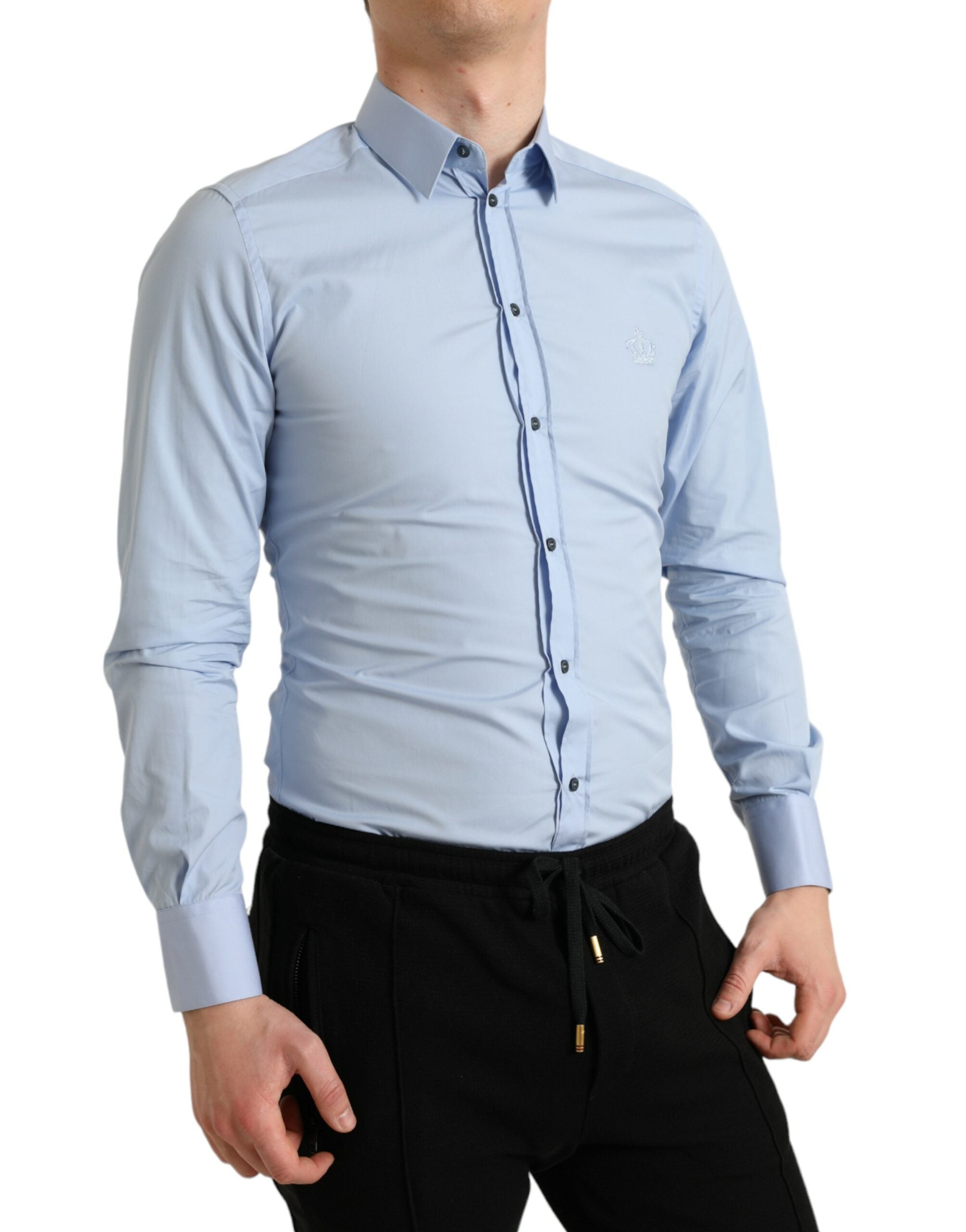 Dolce &amp; Gabbana Elegantes Slim Fit Himmelblaues Hemd