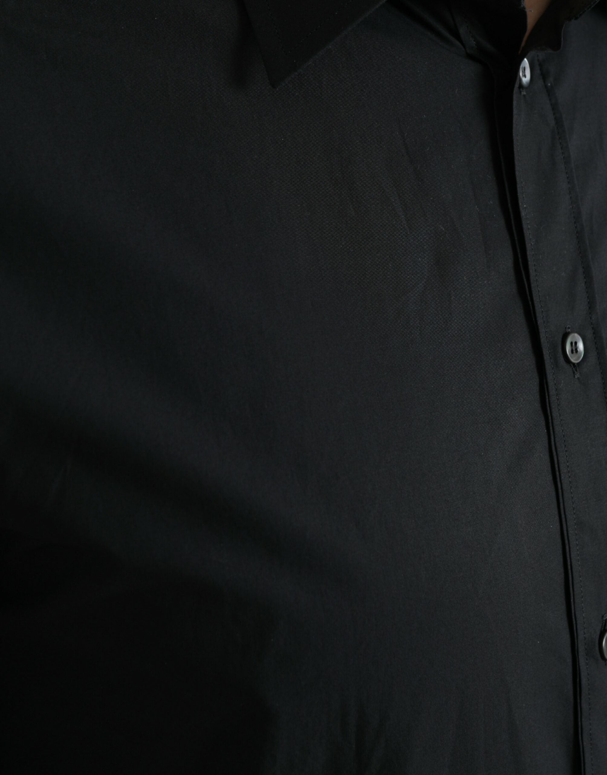 Dolce &amp; Gabbana – Elegantes schwarzes, schmal geschnittenes italienisches Hemd
