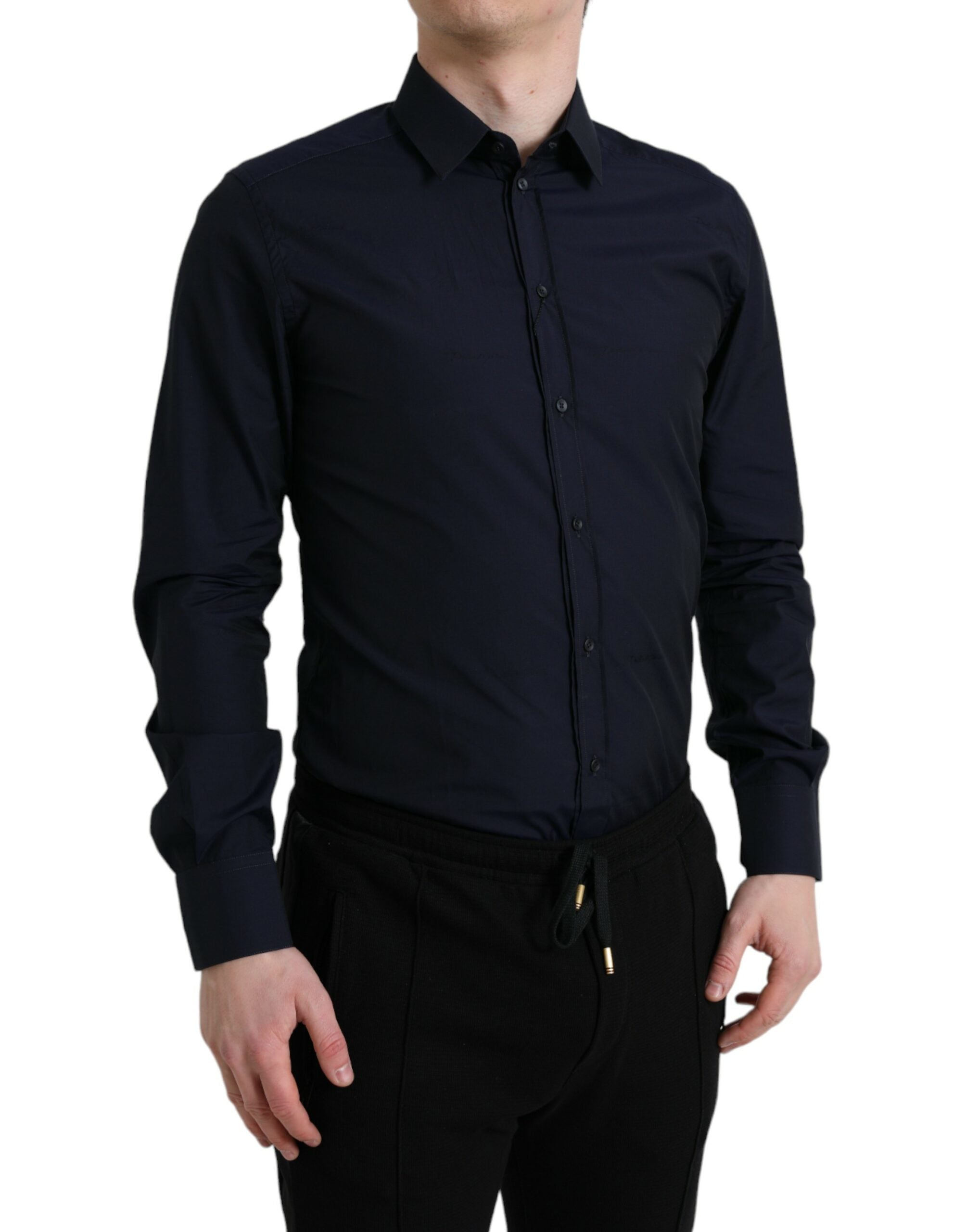 Dolce &amp; Gabbana – Elegantes, marineblaues Jacquard-Hemd